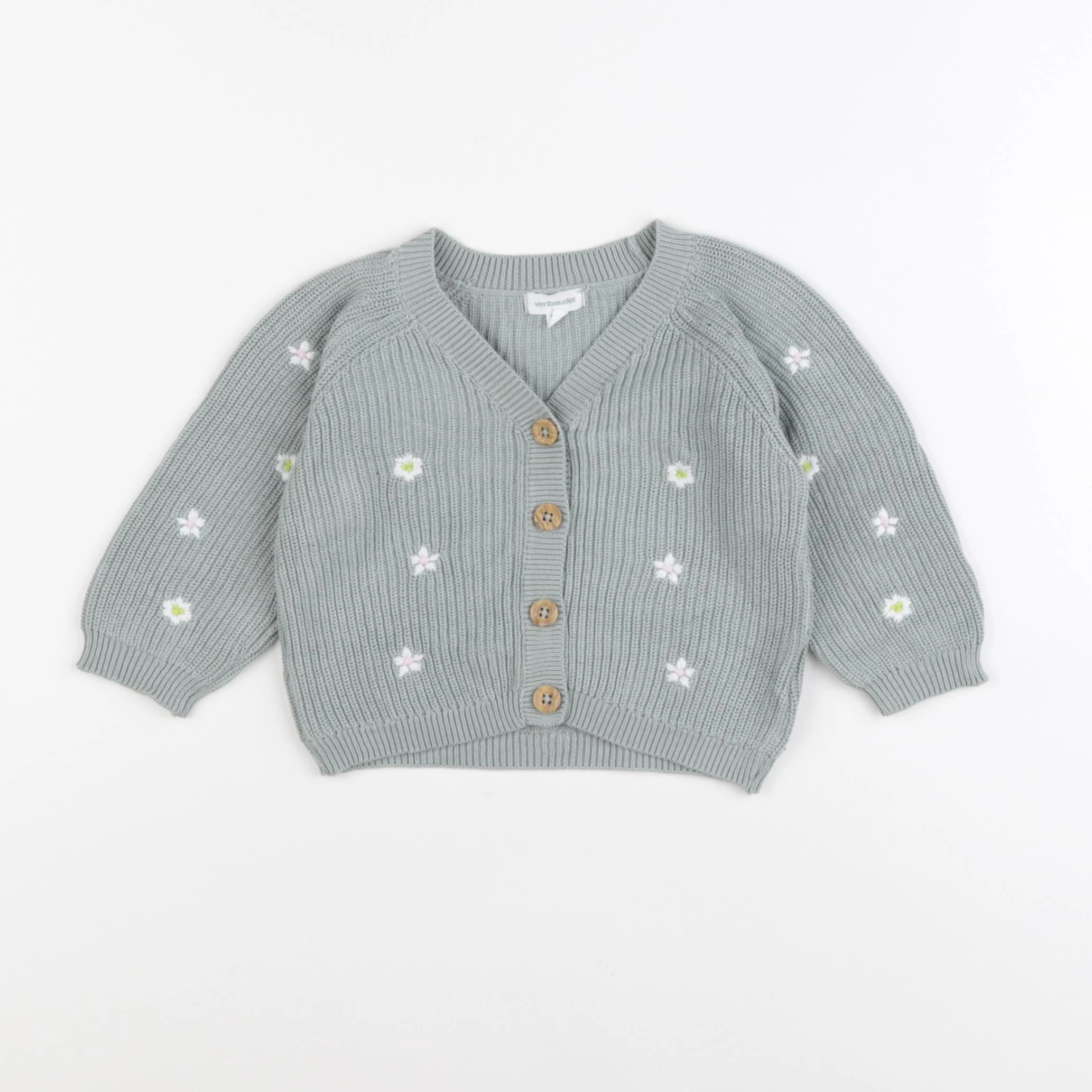 Vertbaudet - gilet vert - 9 mois