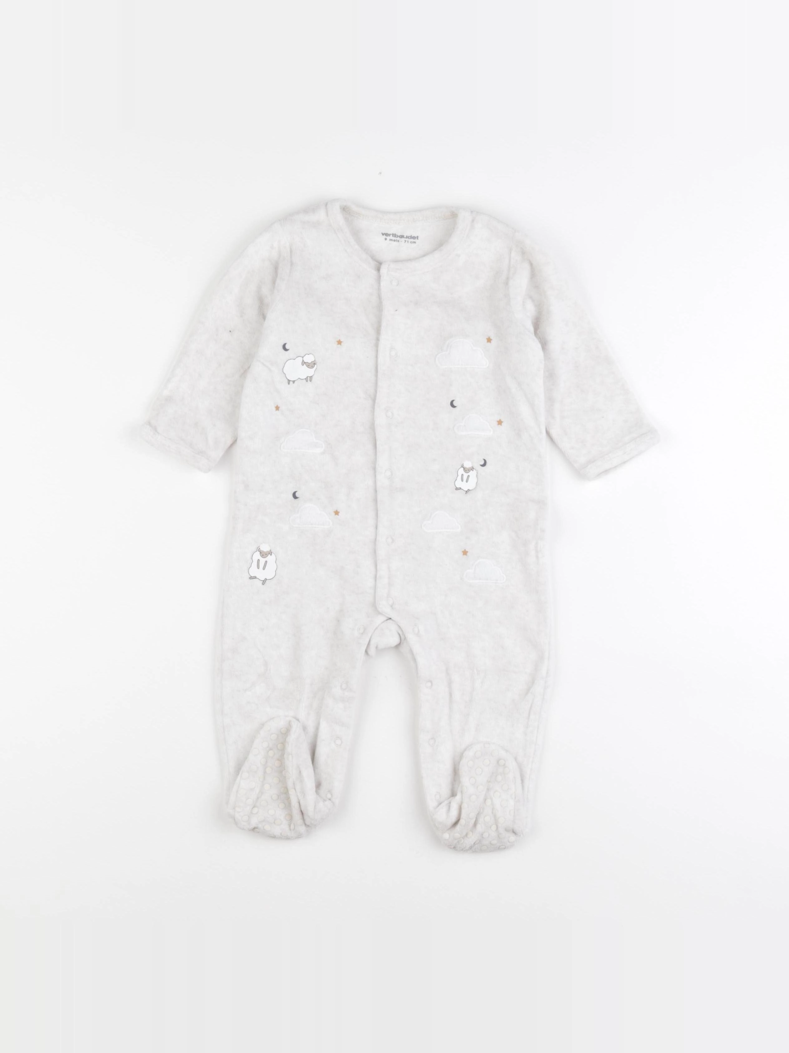Vertbaudet - pyjama velours beige - 9 mois
