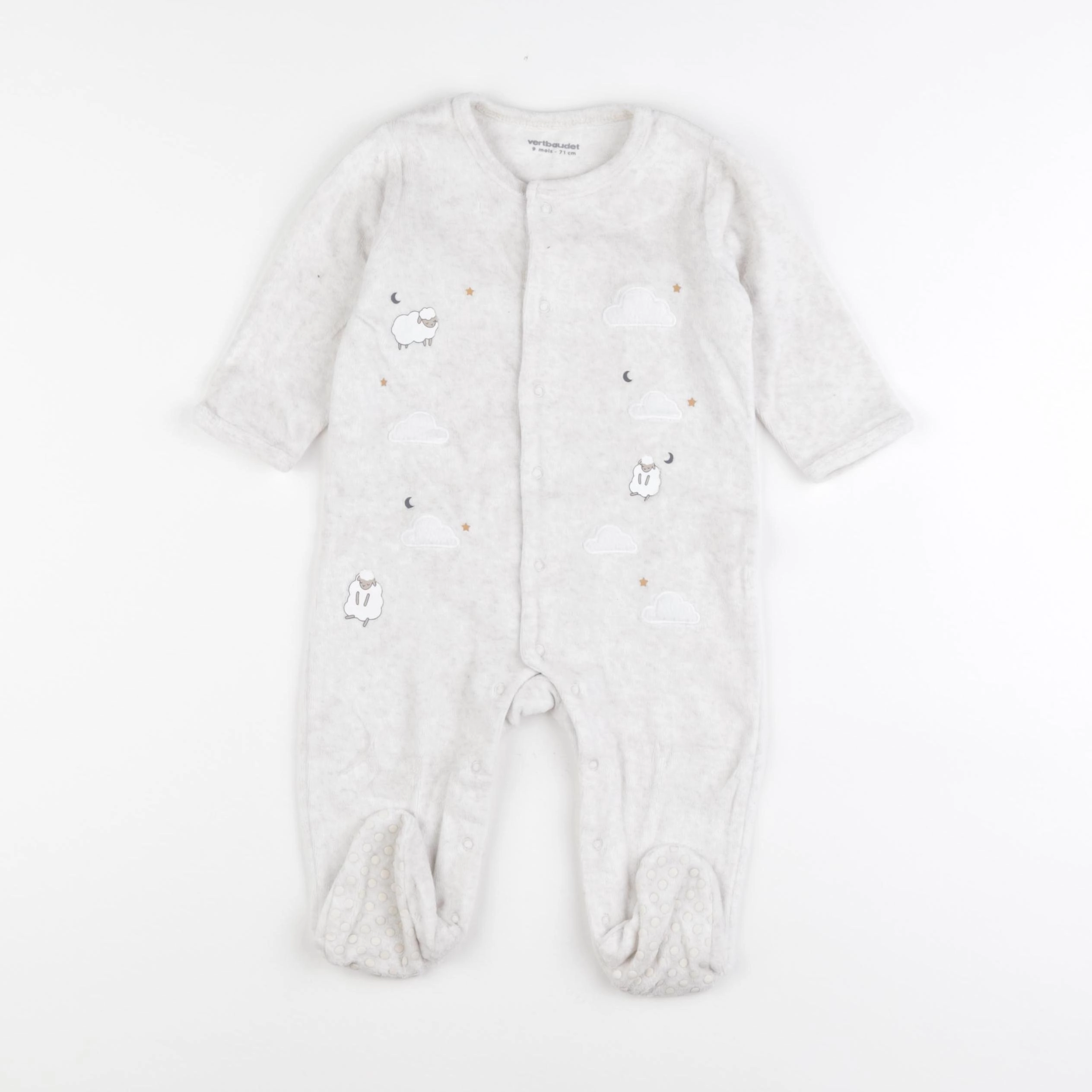 Vertbaudet - pyjama velours beige - 9 mois