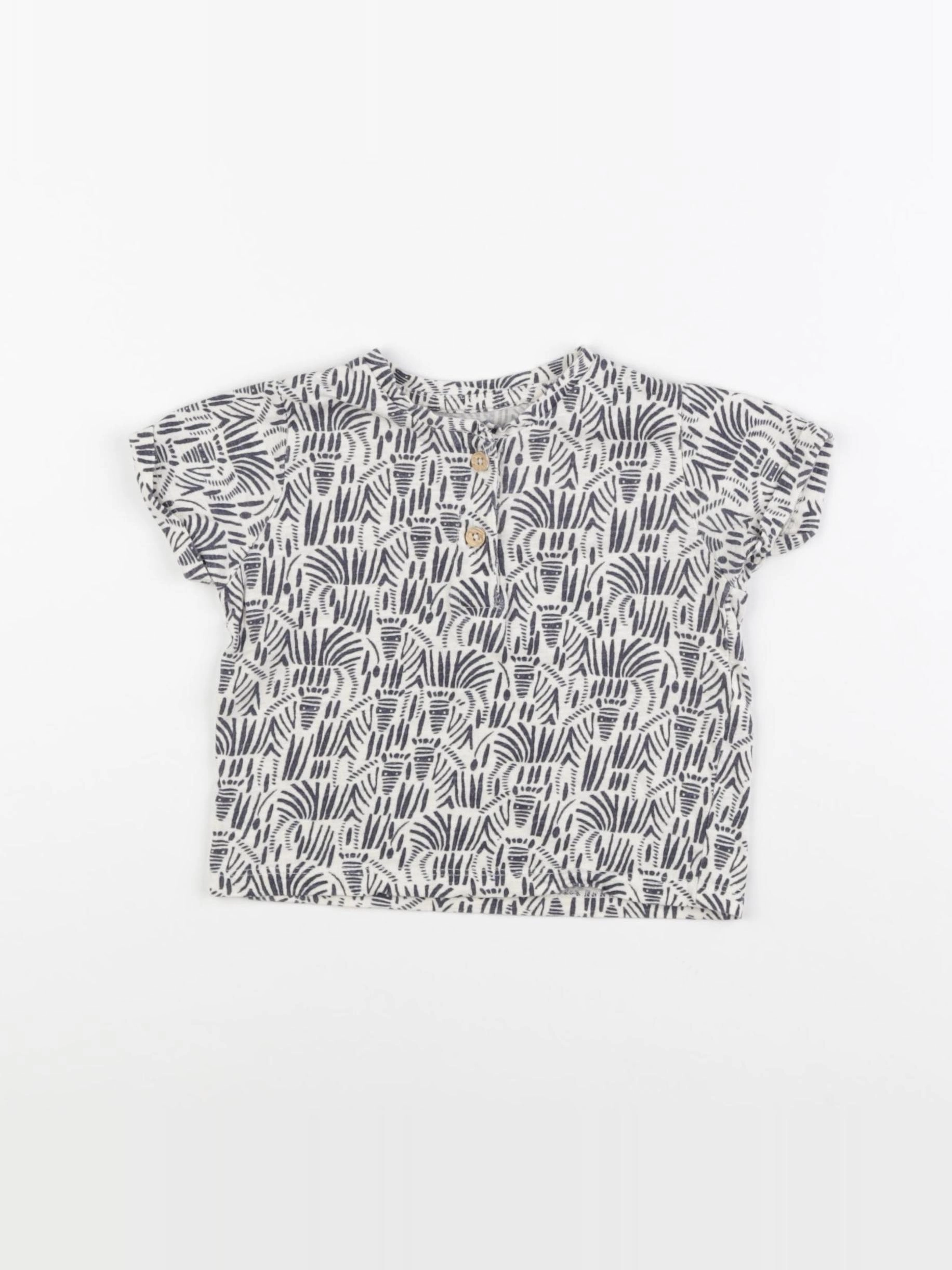 Vertbaudet - tee-shirt blanc, bleu - 12 mois