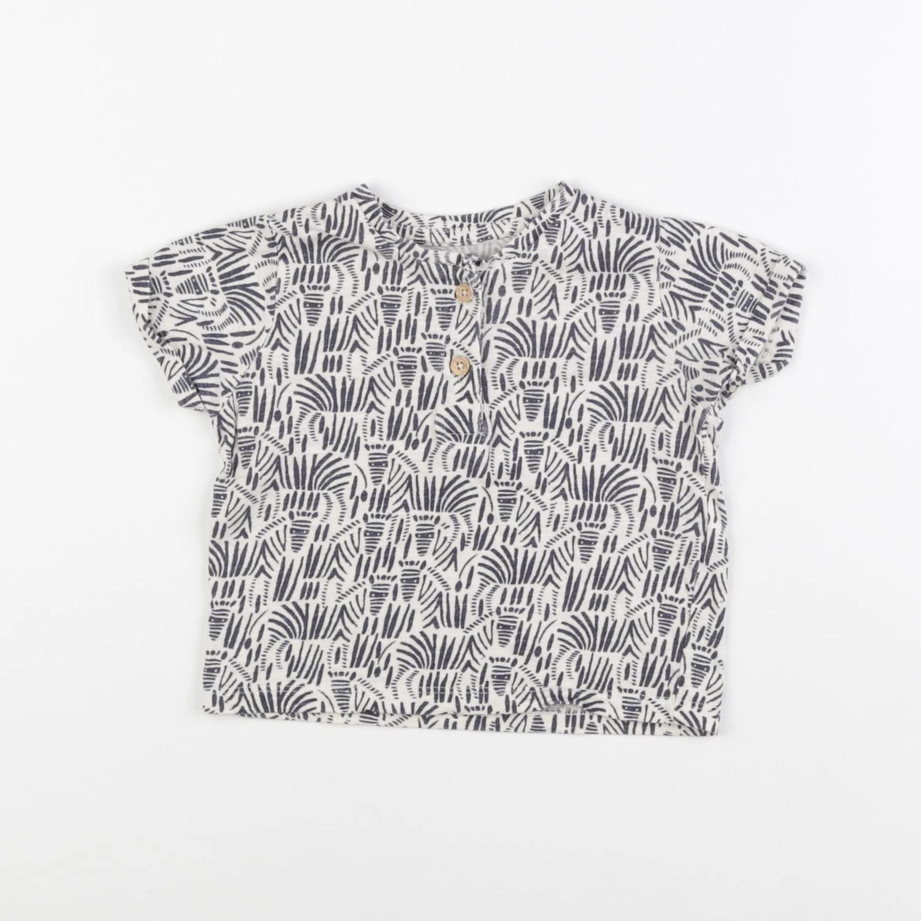 Vertbaudet - tee-shirt blanc, bleu - 12 mois