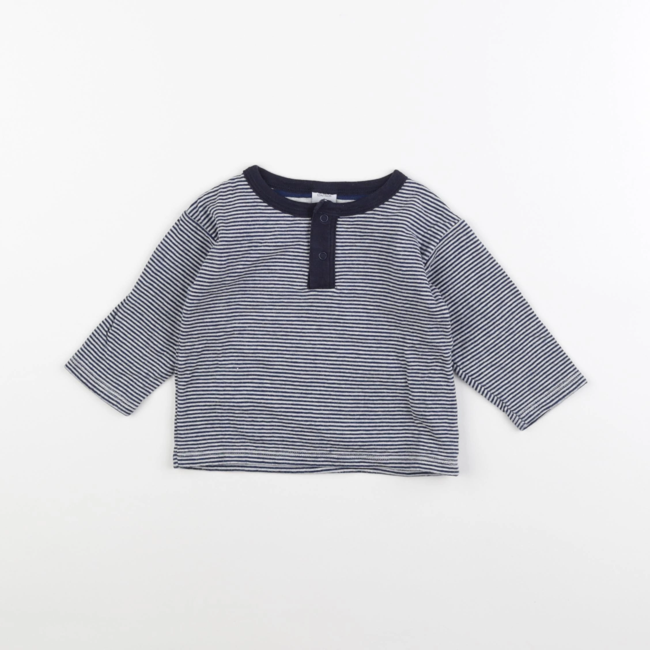 Petit Bateau - tee-shirt bleu, blanc - 12 mois
