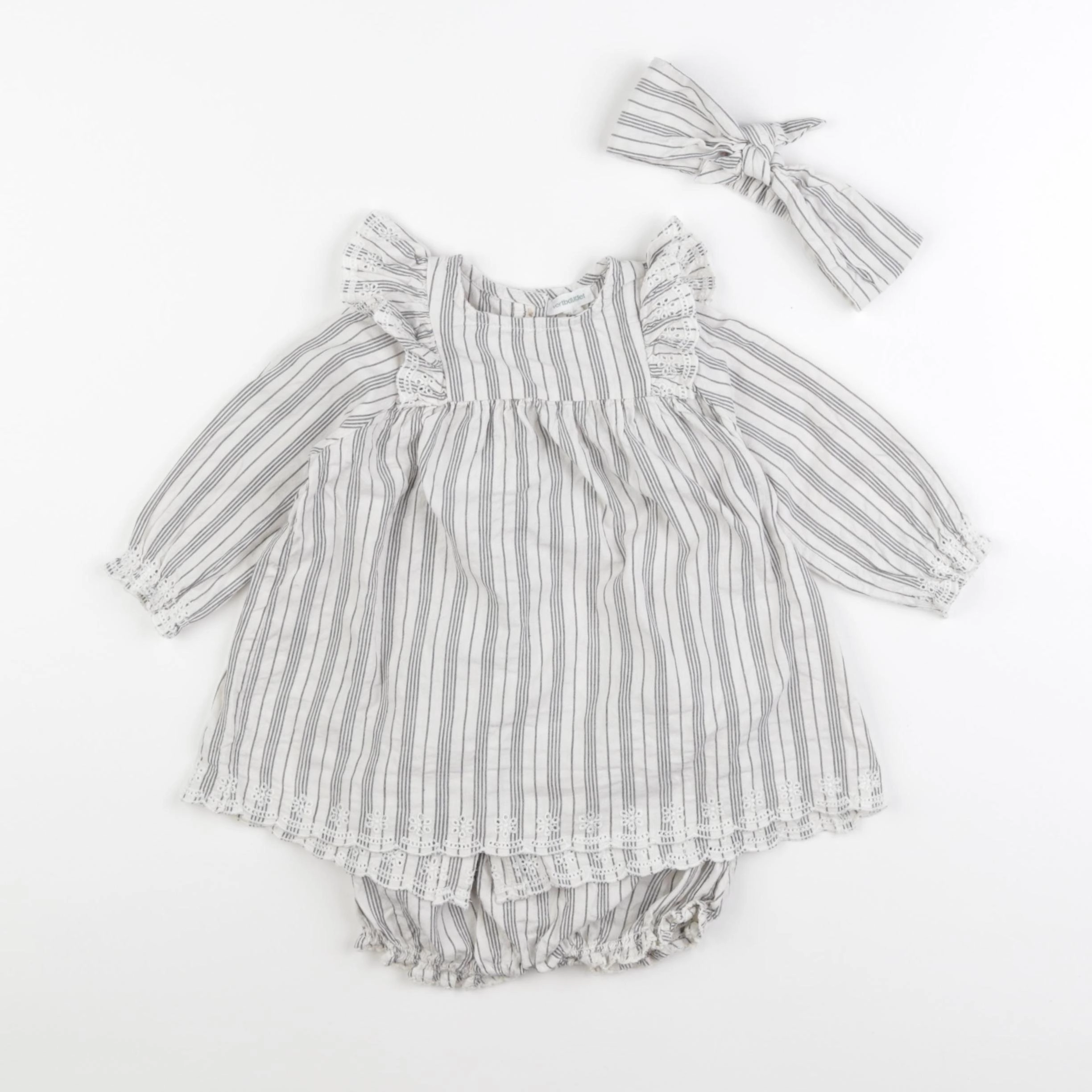Vertbaudet - robe beige, gris - 9 mois