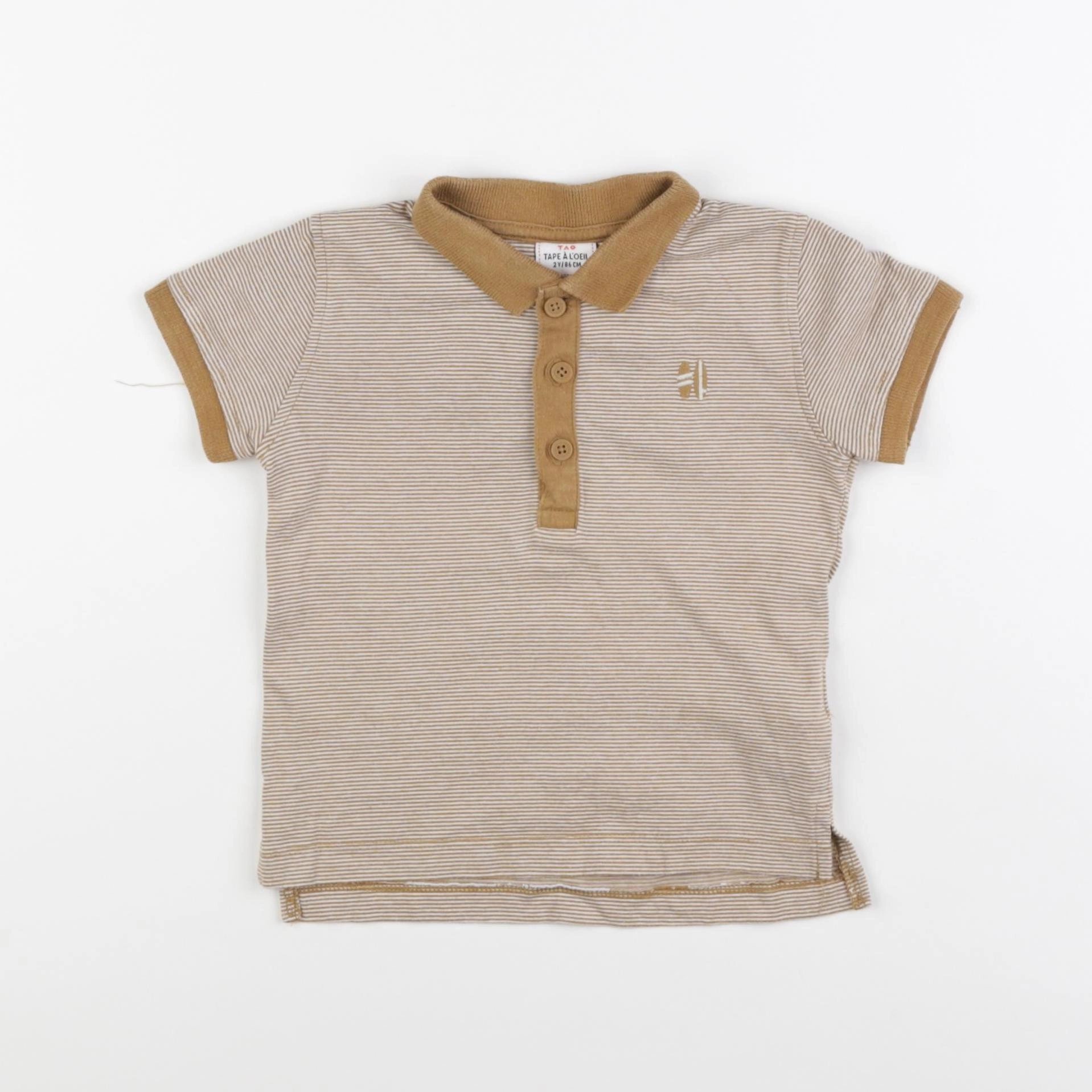 Tape à l'oeil - polo blanc, marron - 2 ans