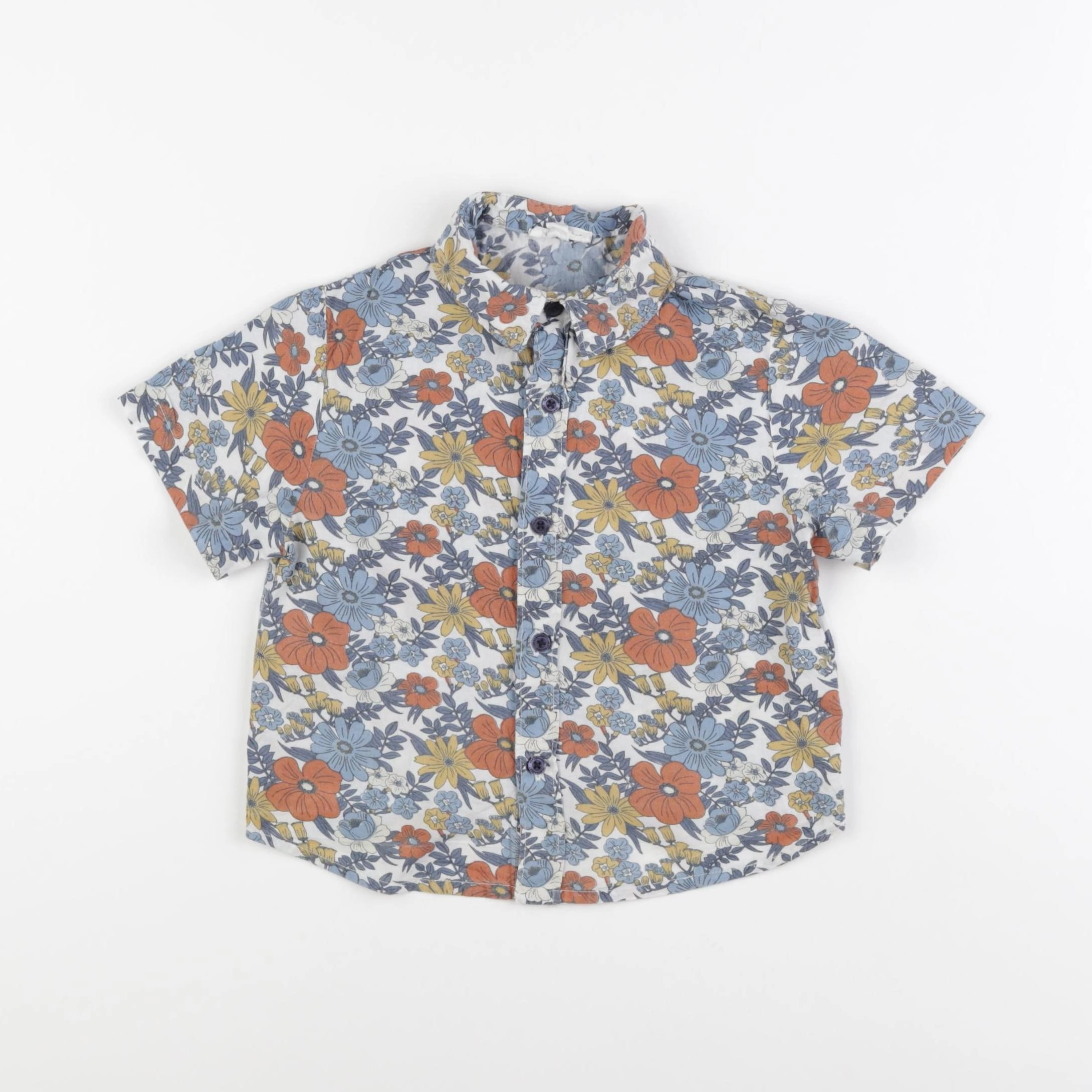 Vertbaudet - chemise bleu, marron - 2 ans