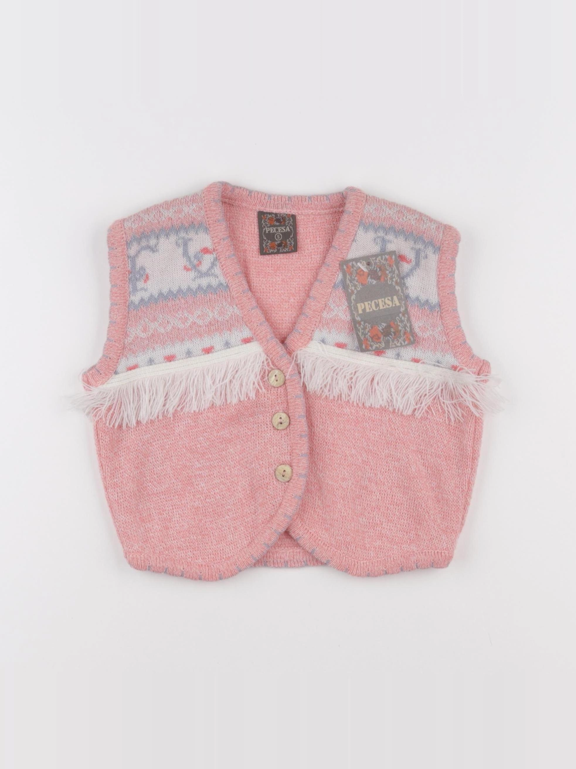 Vintage - gilet rose - 5 ans