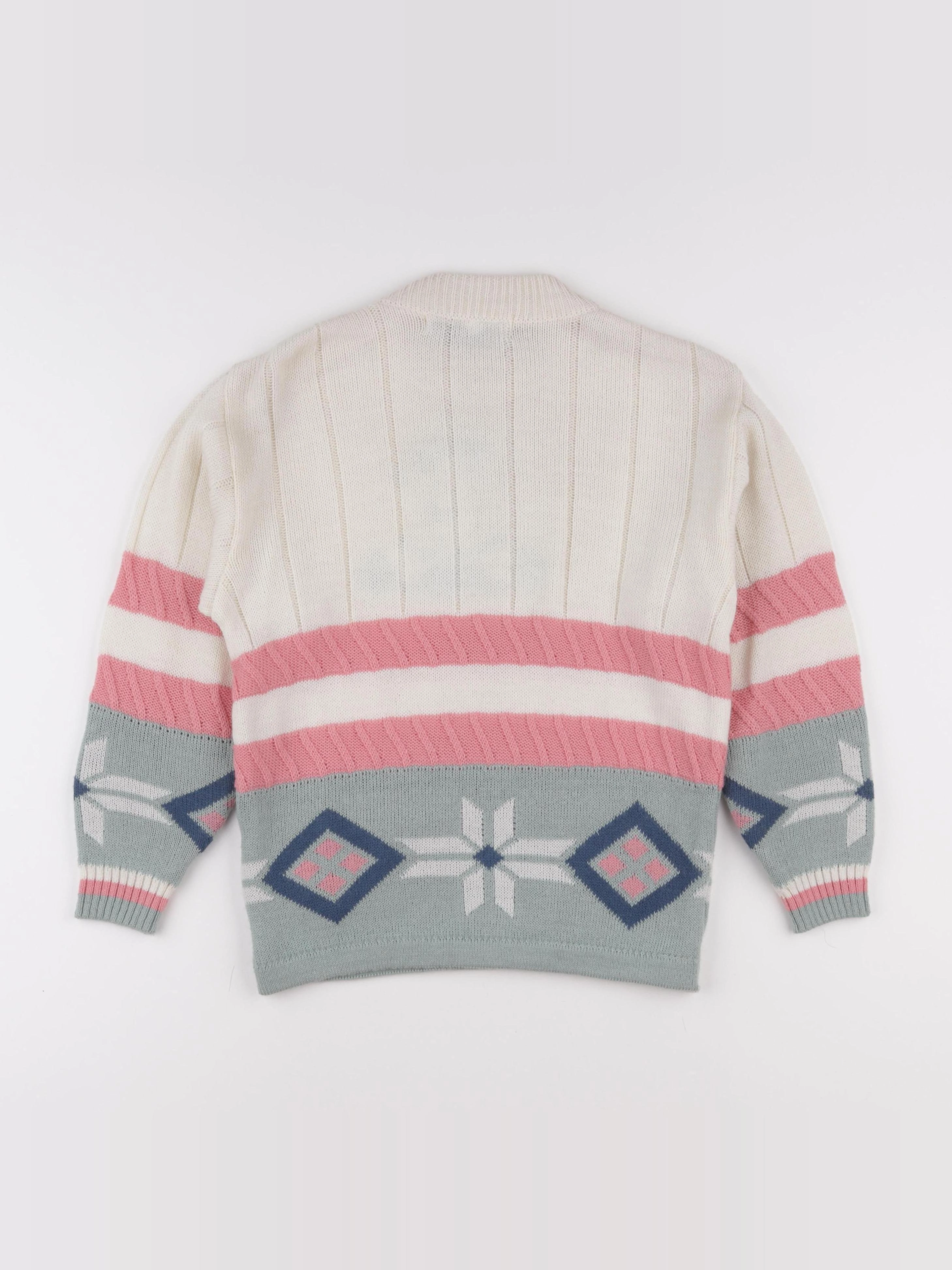Vintage - pull rose, blanc - 8 ans