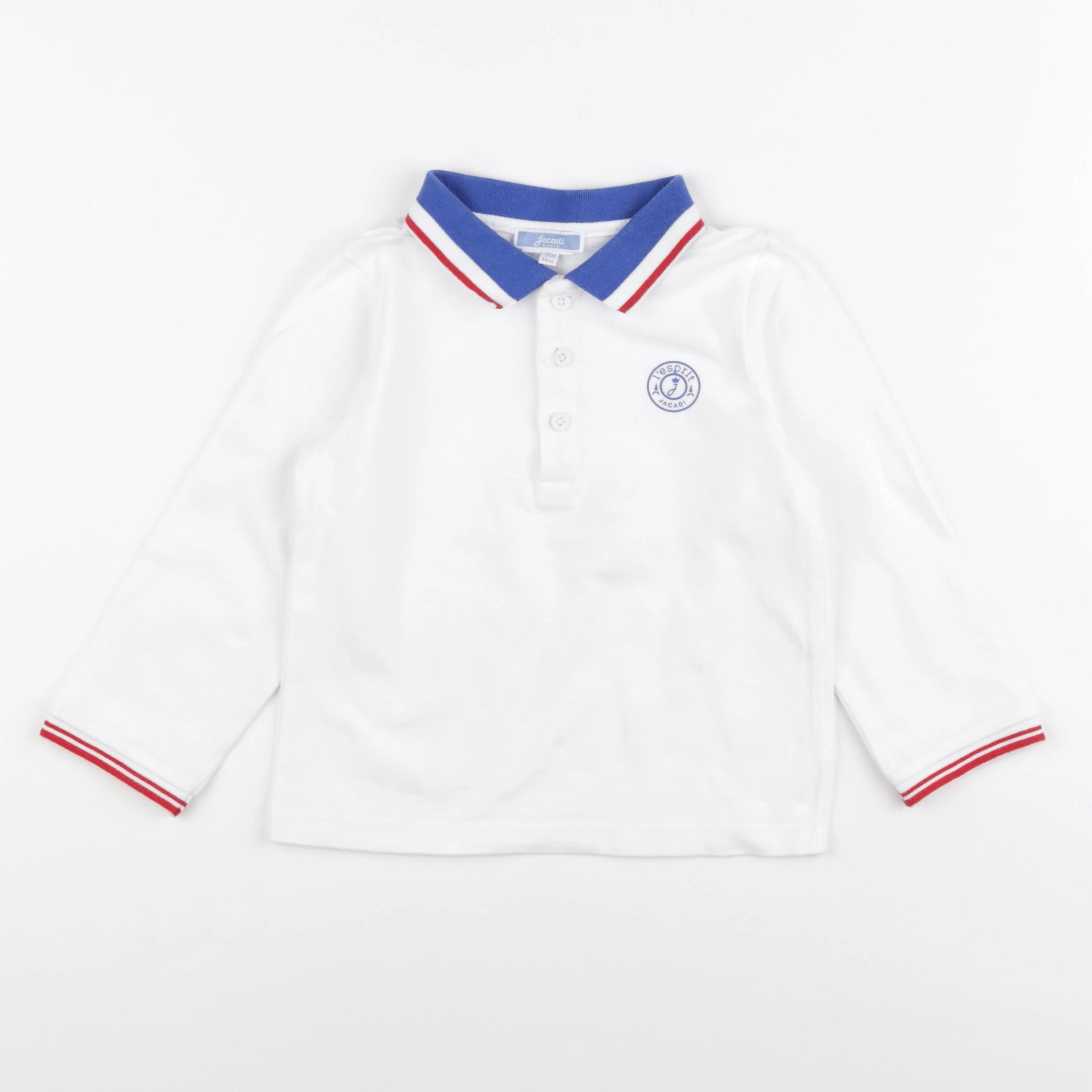 Jacadi - polo blanc, bleu - 36 mois