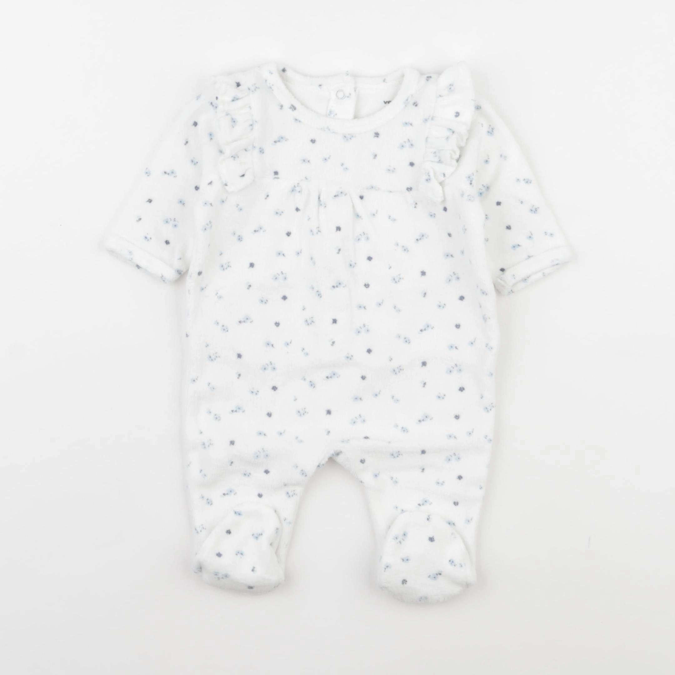 Vertbaudet - pyjama velours bleu, blanc - 1 mois