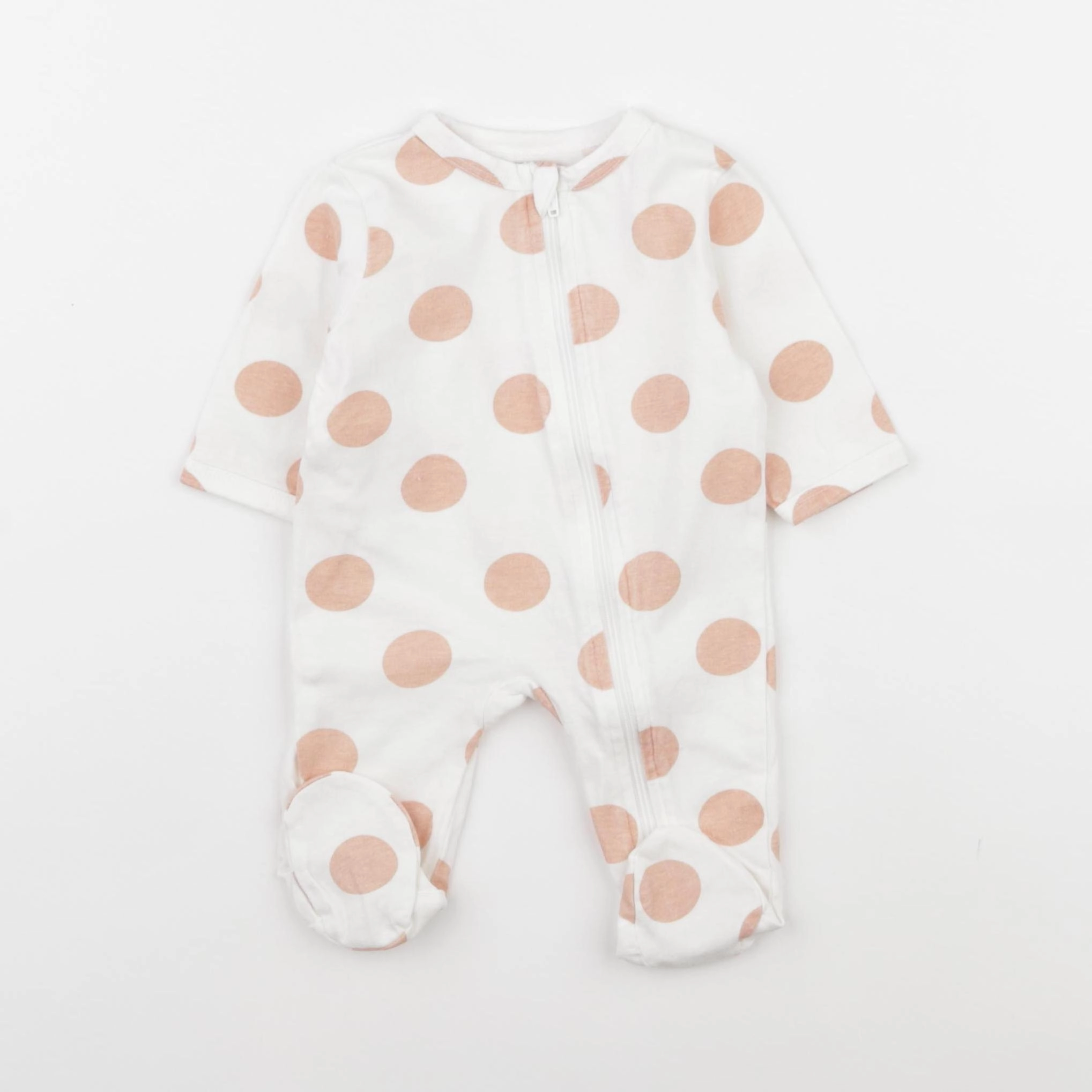 Vertbaudet - pyjama velours rose, blanc - 1 mois