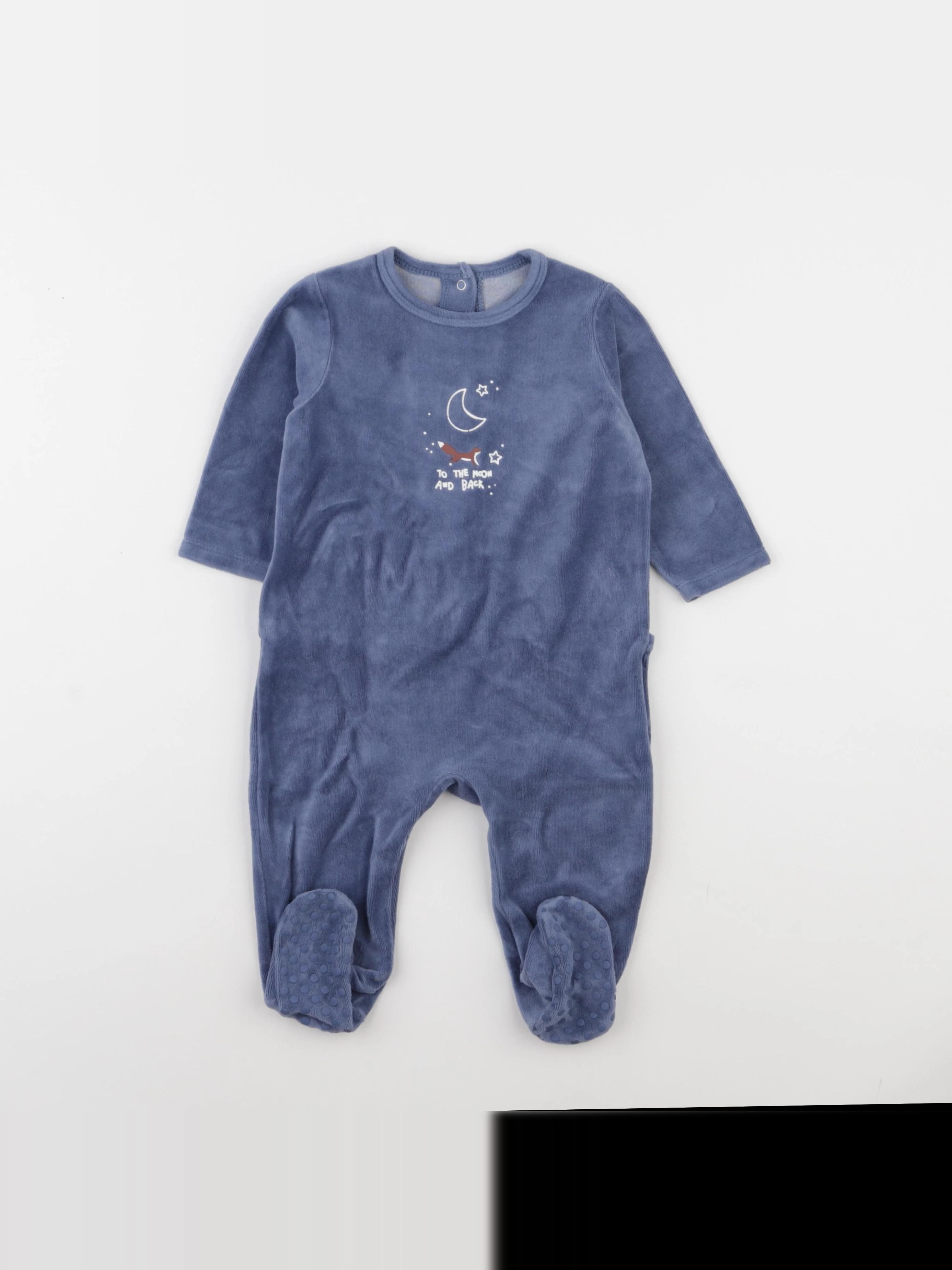 Vertbaudet - pyjama velours bleu - 9 mois