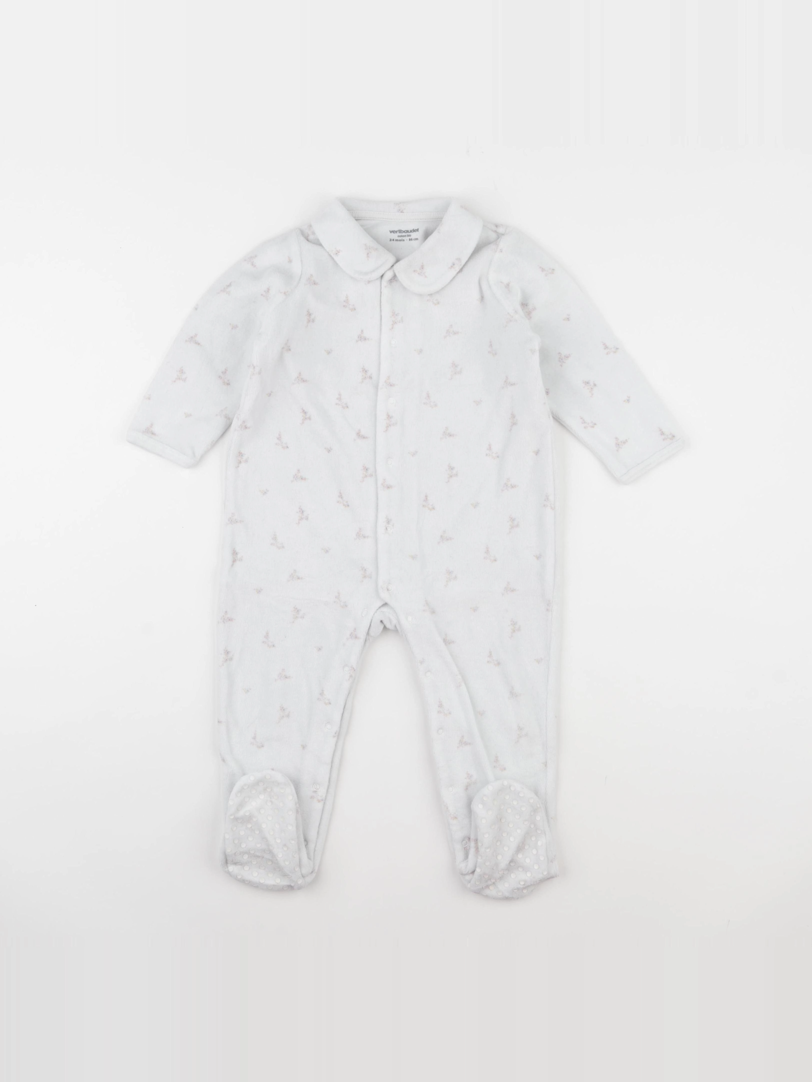 Vertbaudet - pyjama velours blanc - 24 mois