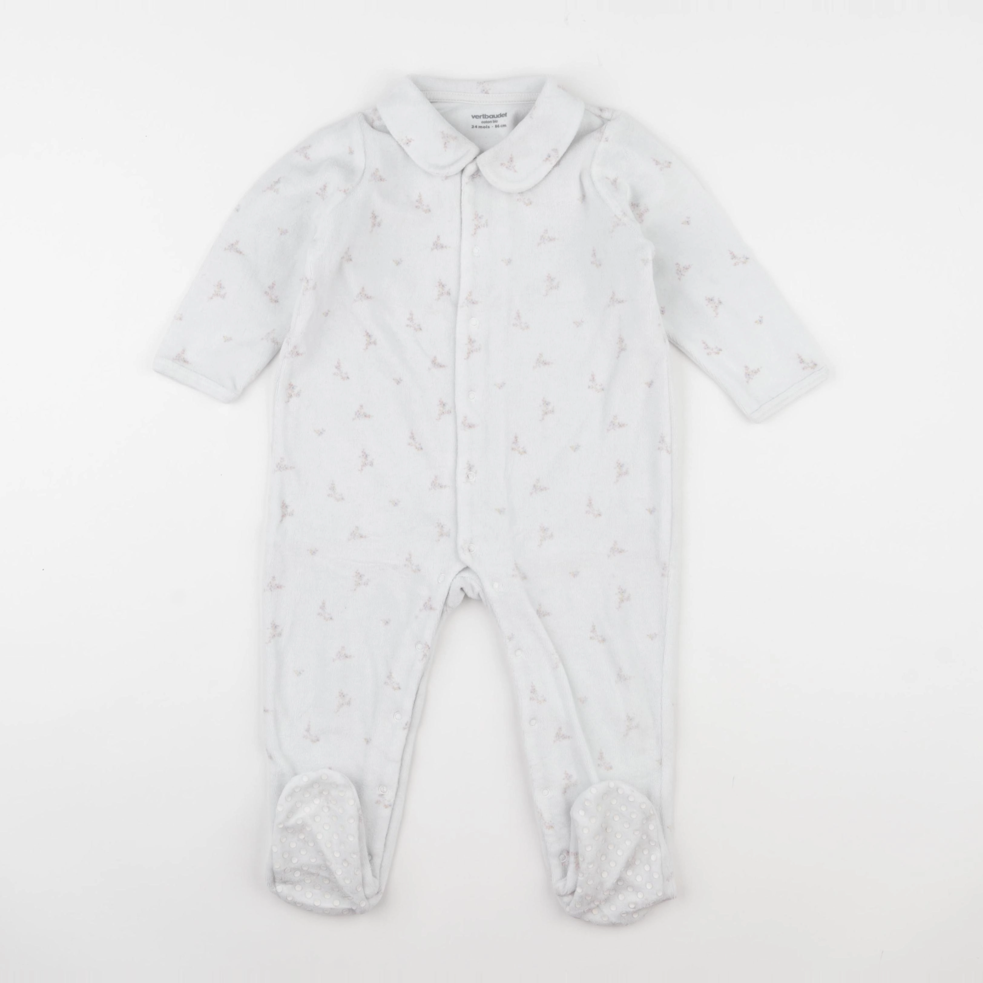 Vertbaudet - pyjama velours blanc - 24 mois
