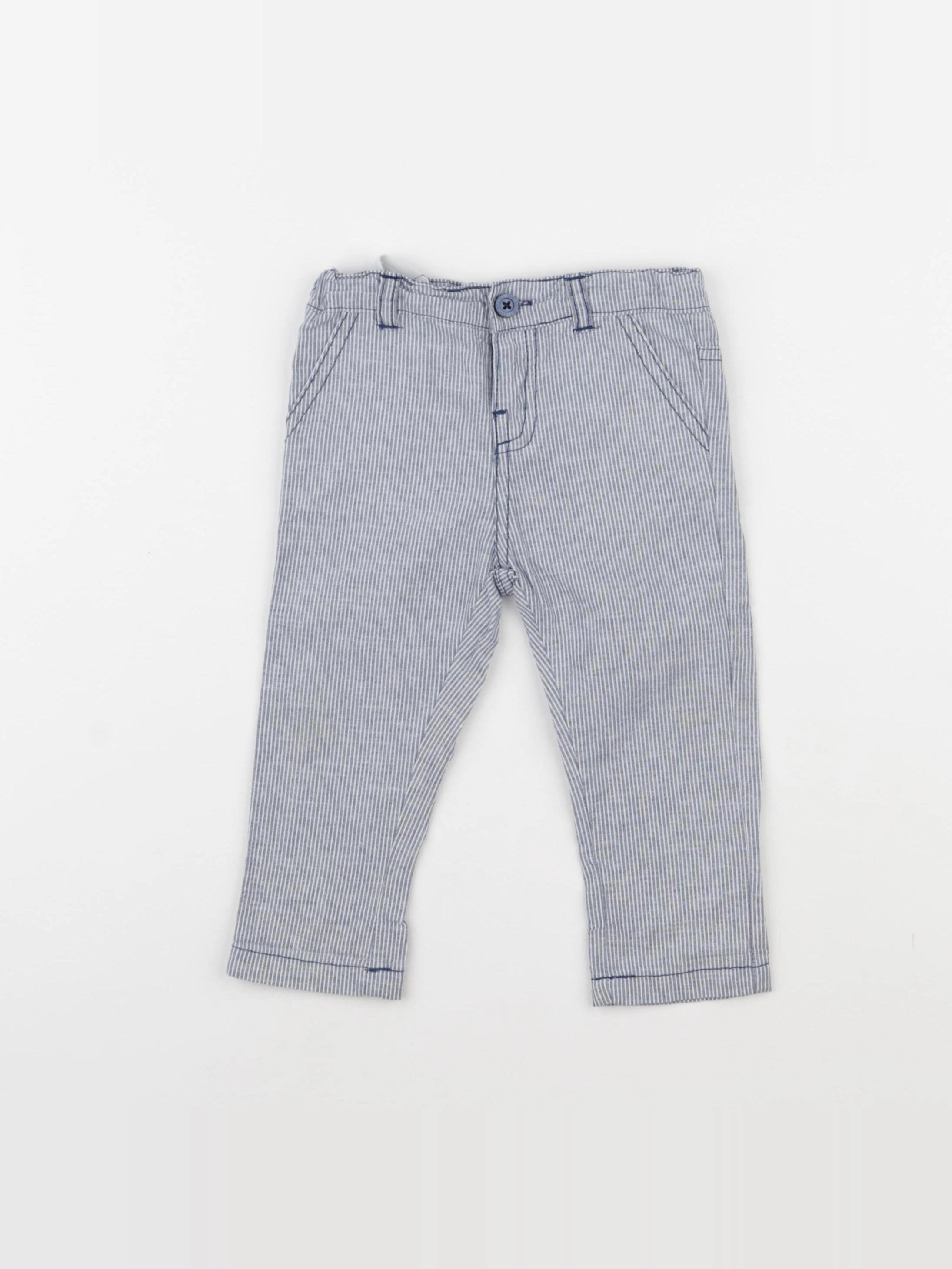 Vertbaudet - pantalon bleu - 12 mois