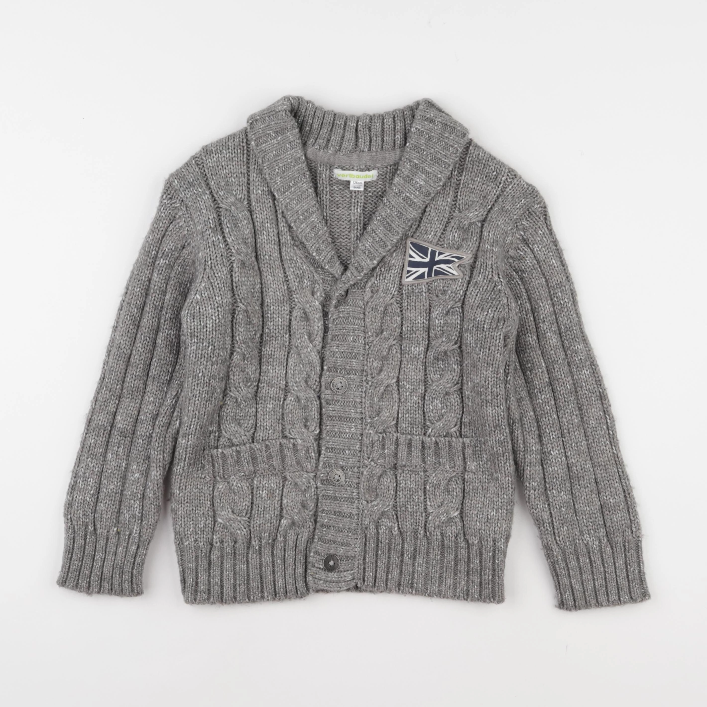 Vertbaudet - gilet gris - 8 ans