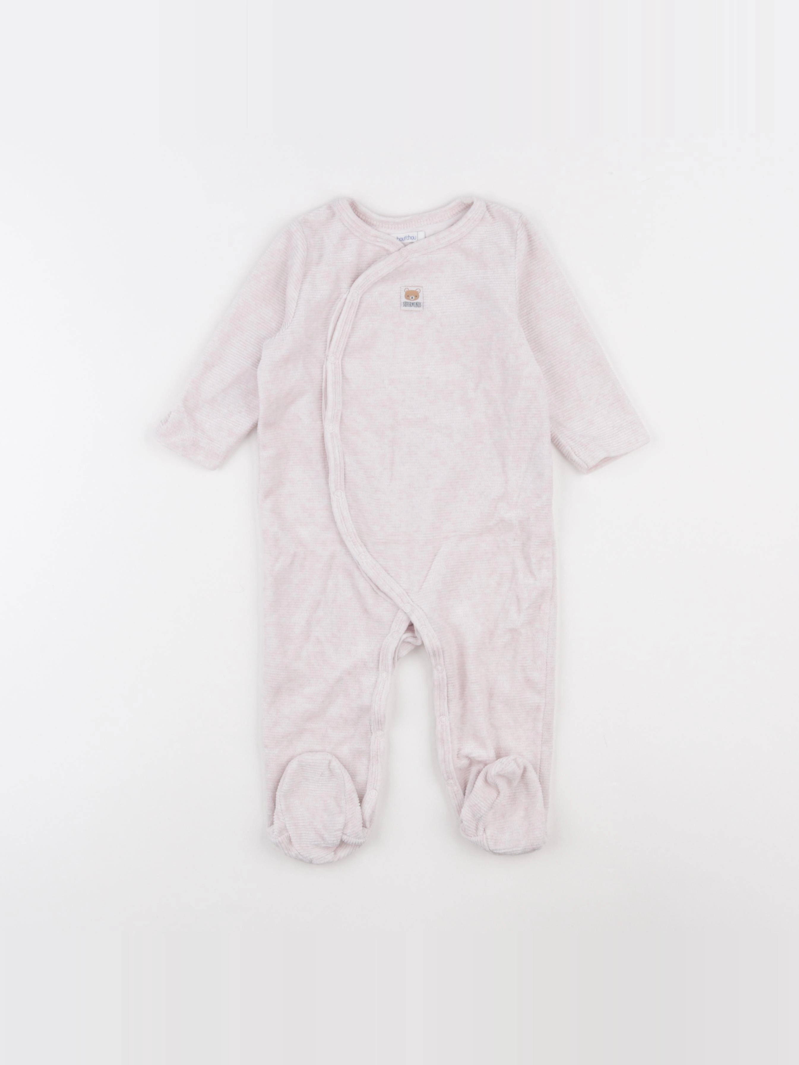 Boutchou - pyjama velours rouge, rose - 9 mois
