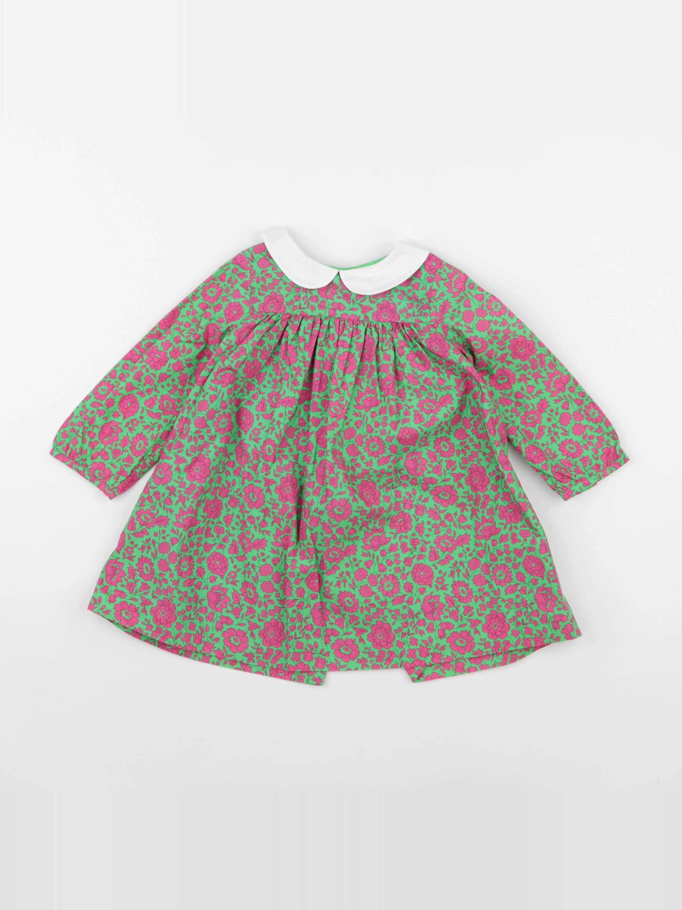 Jacadi - robe liberty vert, rose - 24 mois