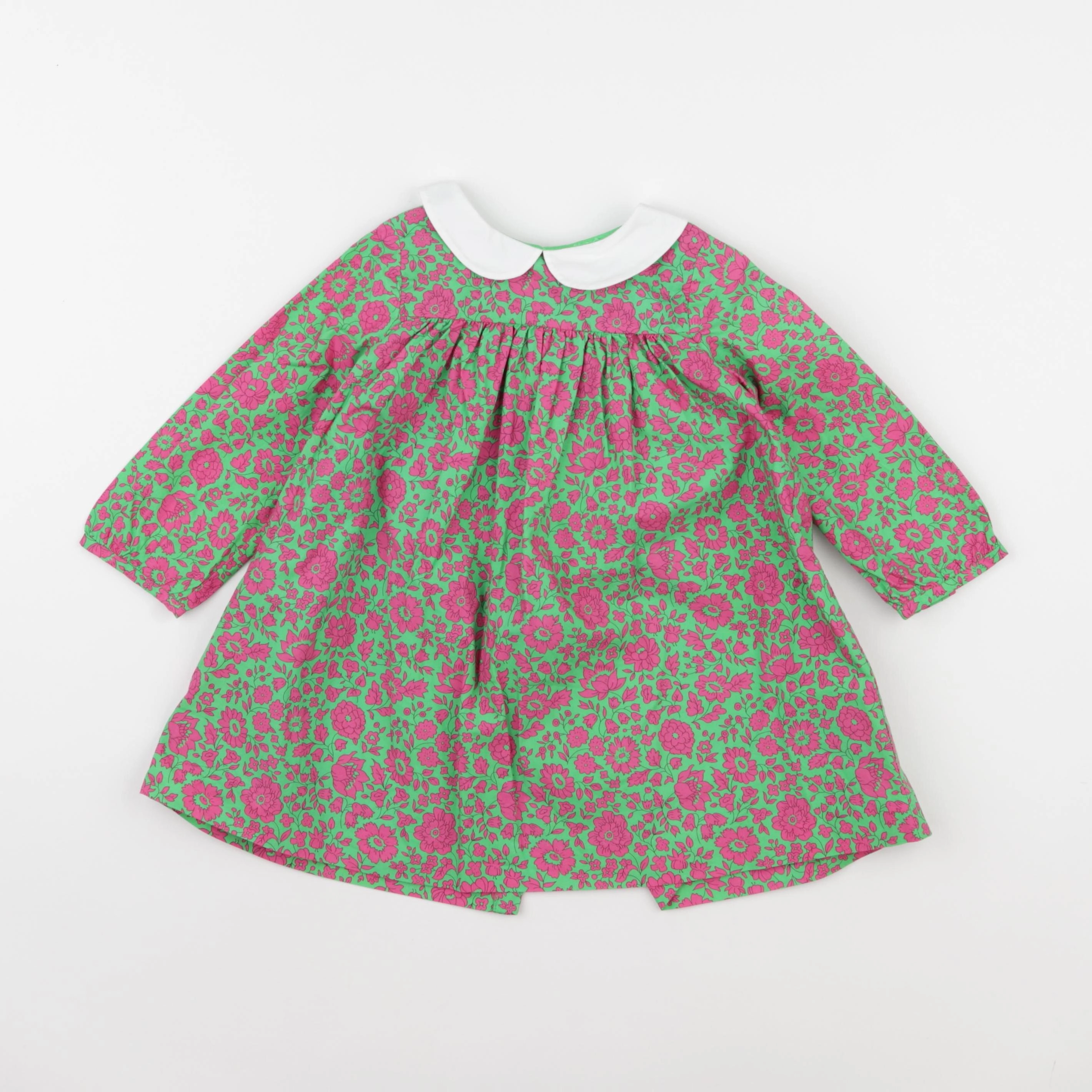 Jacadi - robe liberty vert, rose - 24 mois