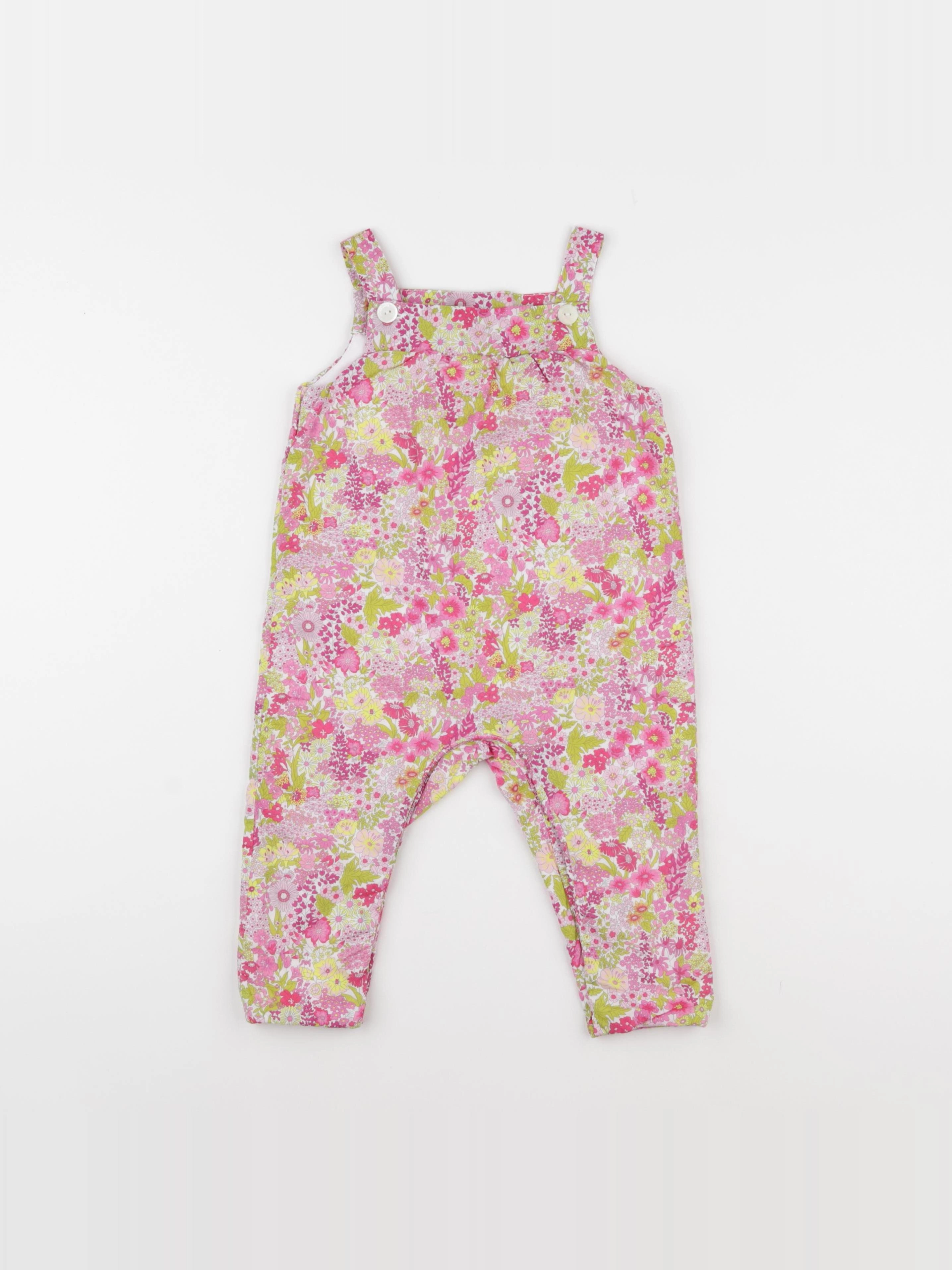 Jacadi - salopette doublé, liberty rose - 12 mois