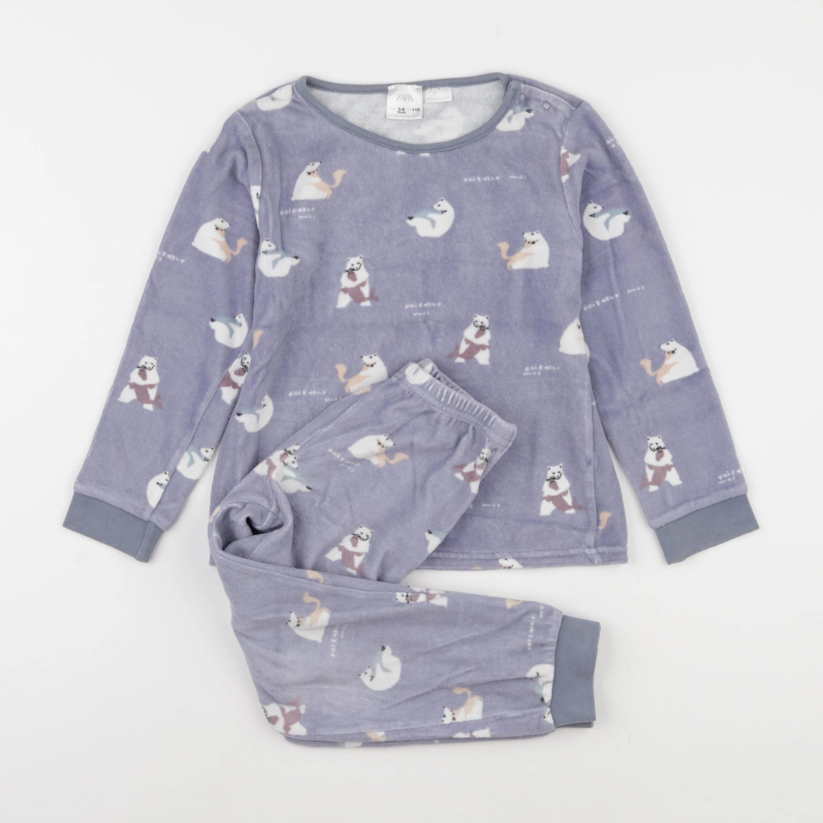 Zara - pyjama velours bleu - 5/6 ans