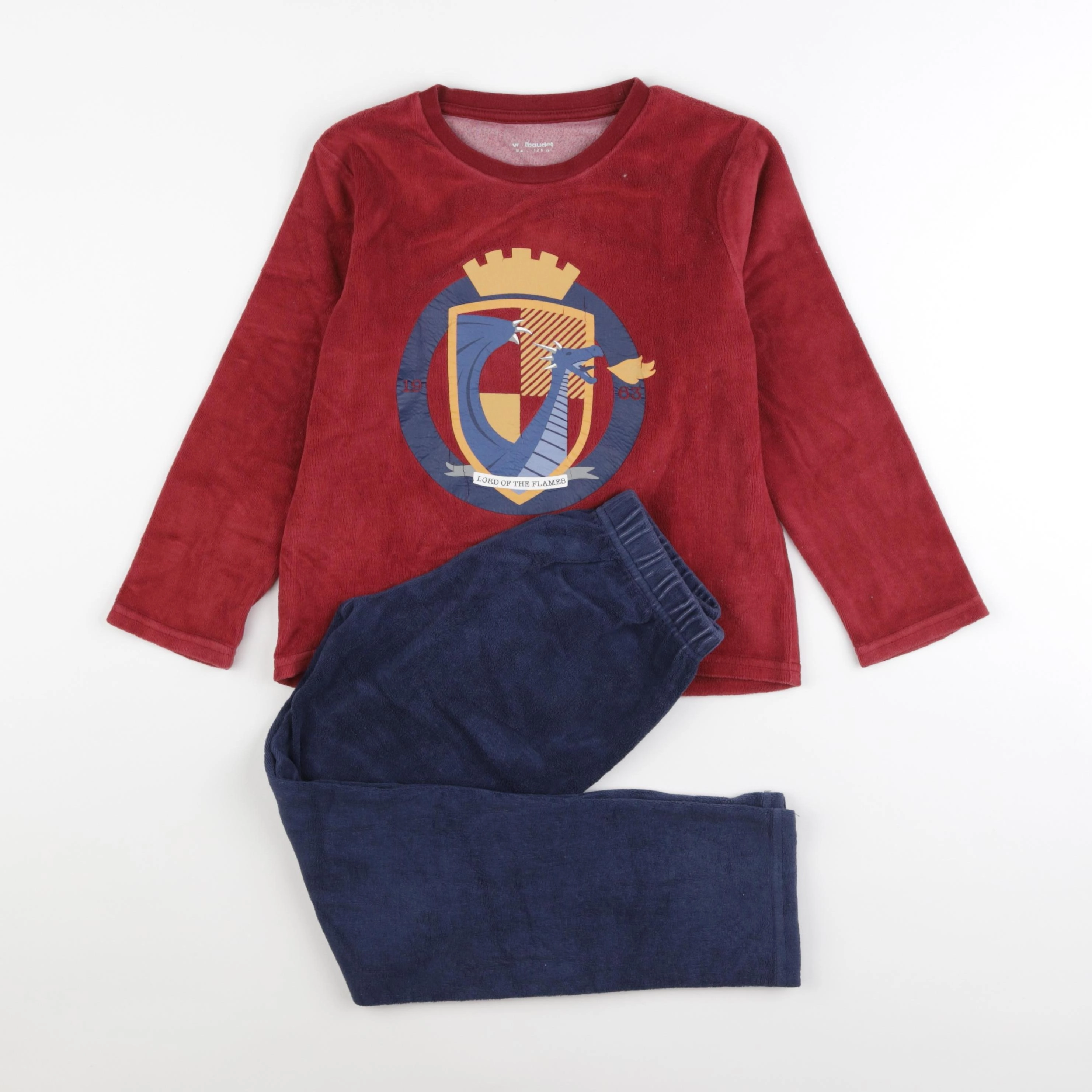 Vertbaudet - pyjama velours rouge - 8 ans