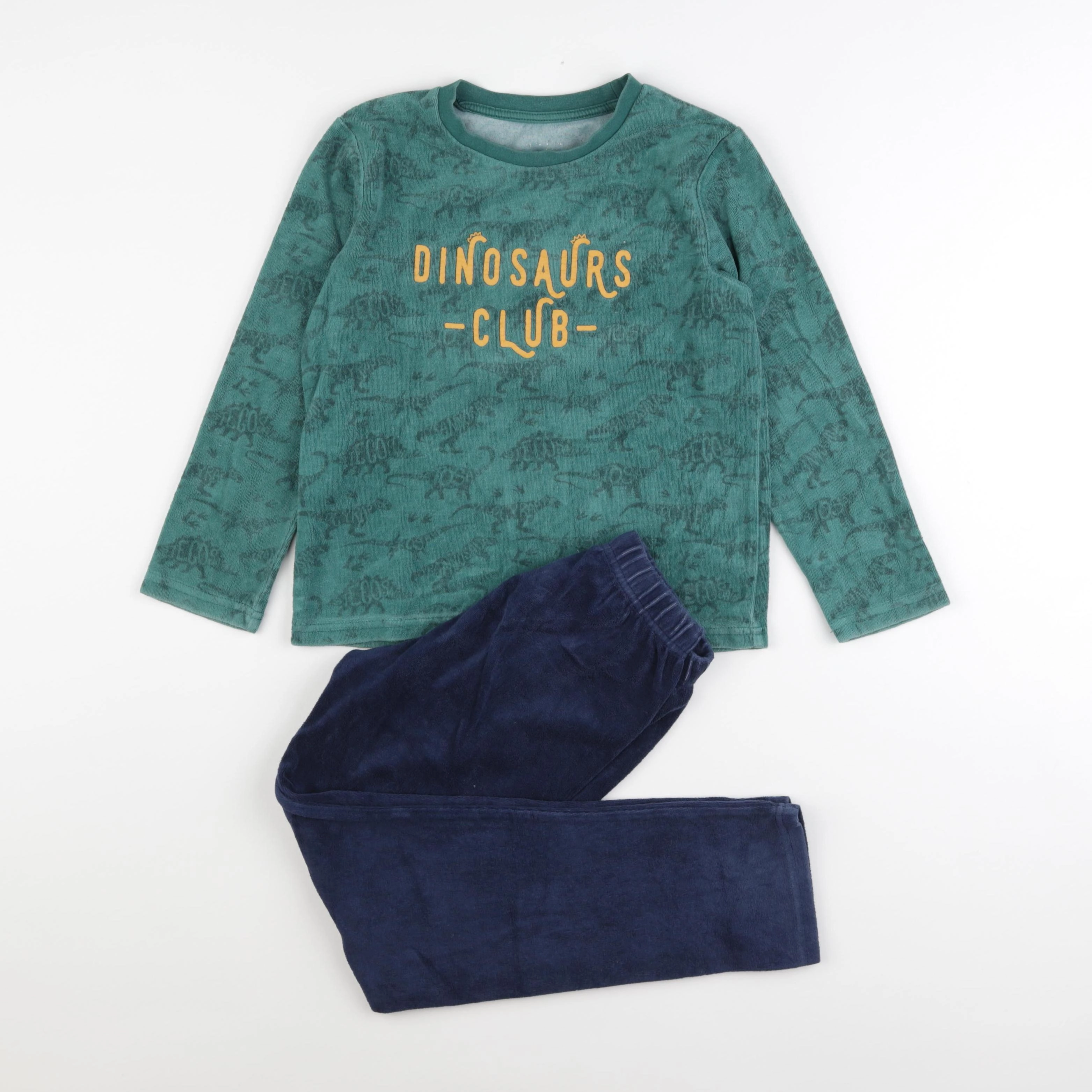 Vertbaudet - pyjama velours vert - 8 ans