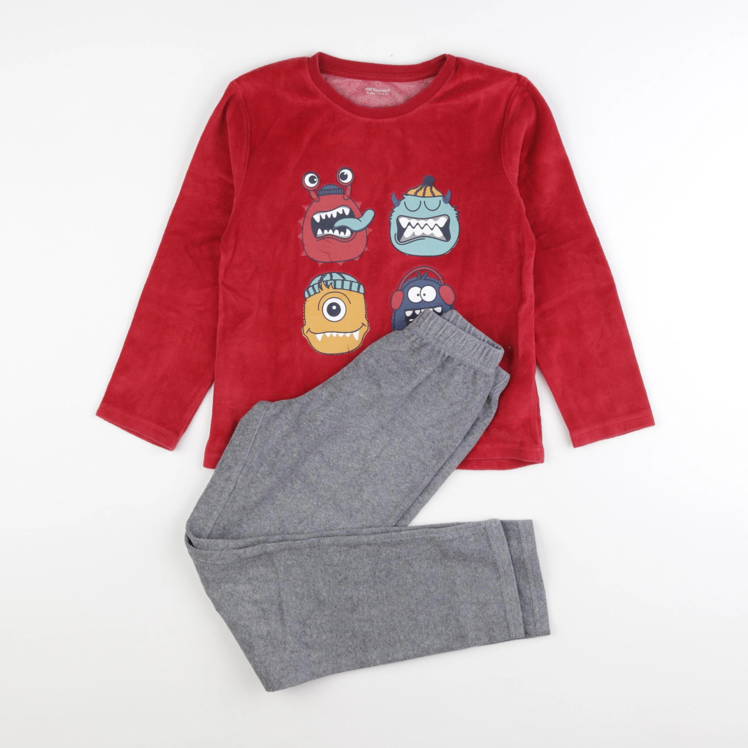 Vertbaudet - pyjama velours rouge - 8 ans