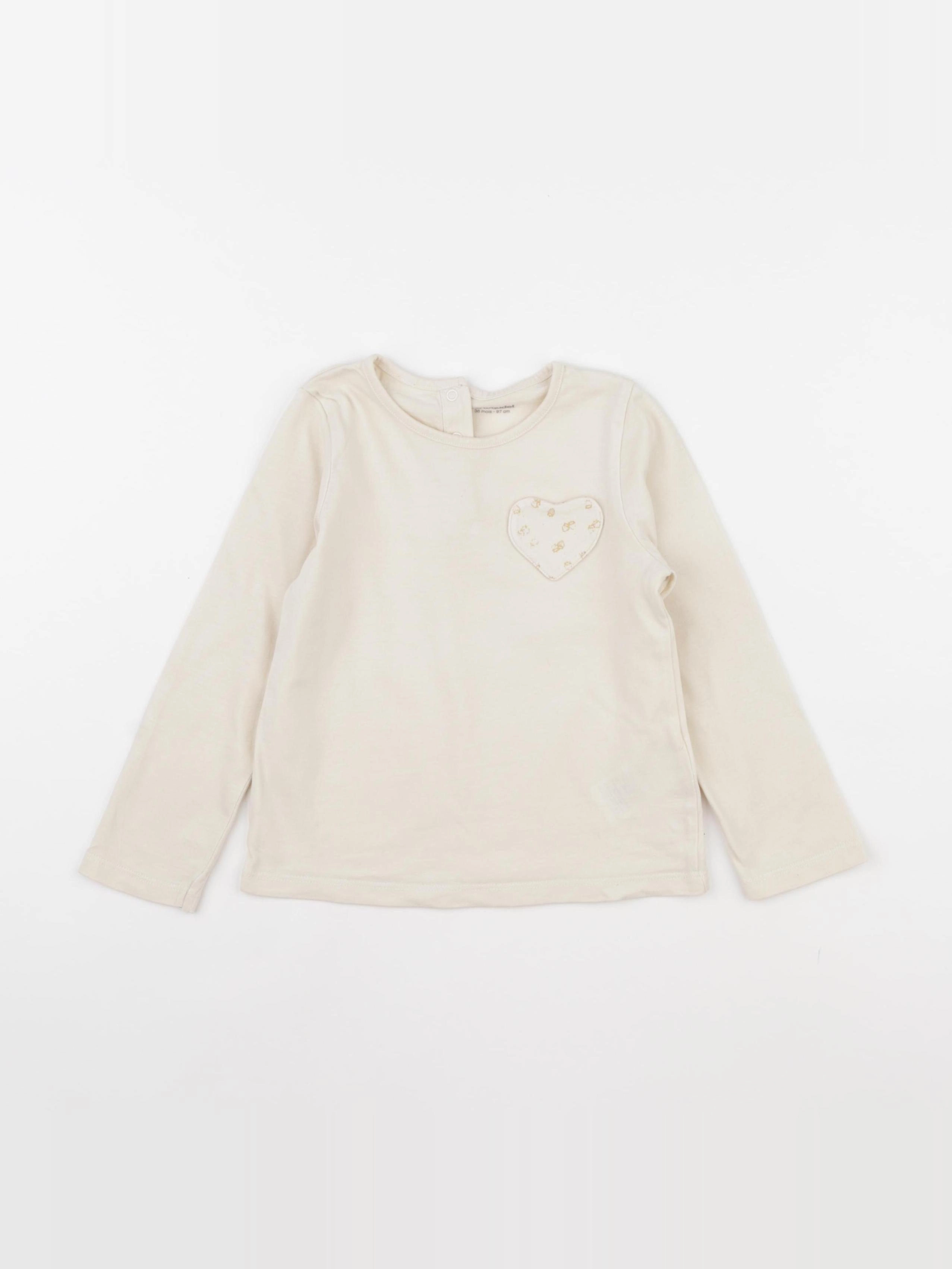 Vertbaudet - tee-shirt beige - 36 mois