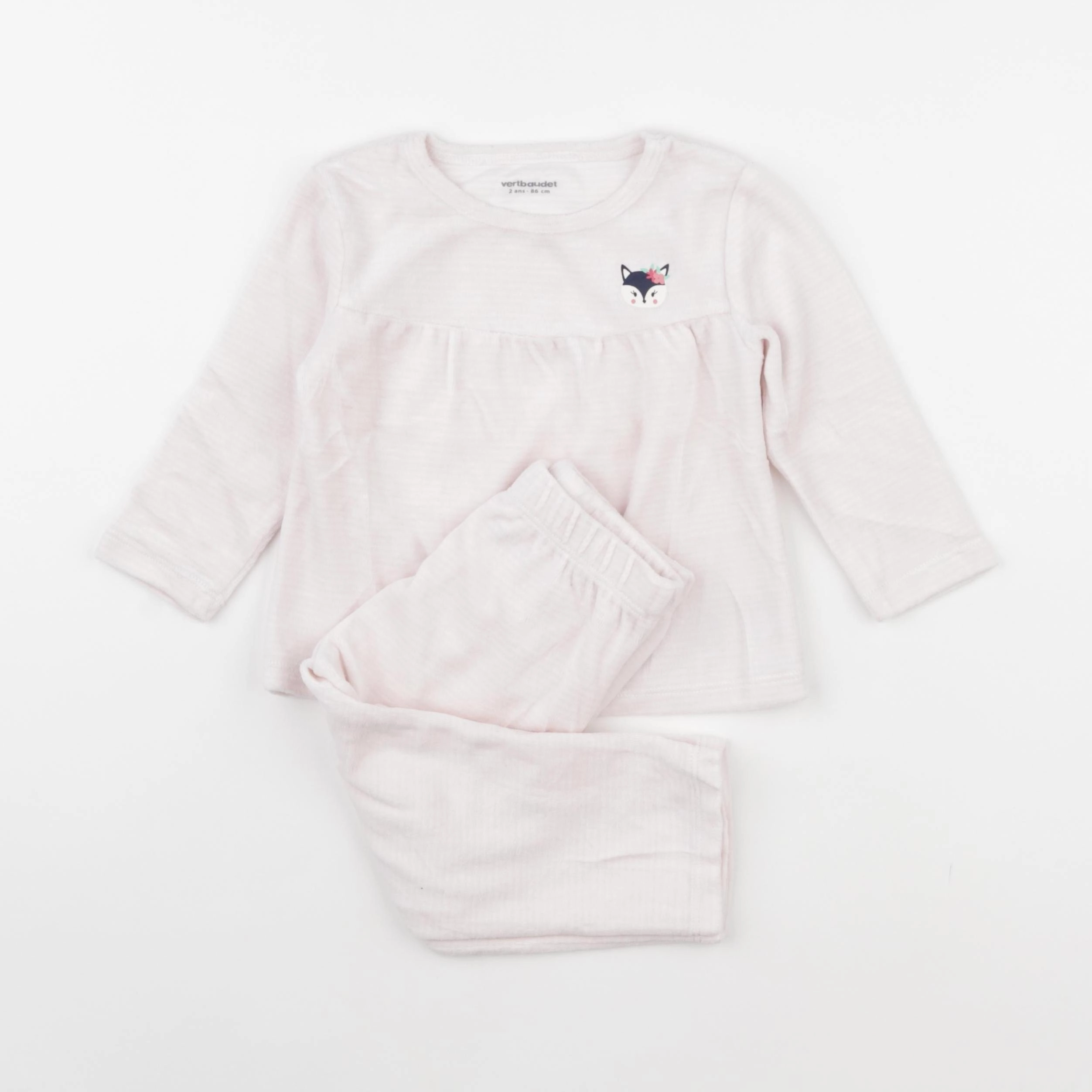 Vertbaudet - pyjama velours rose - 2 ans