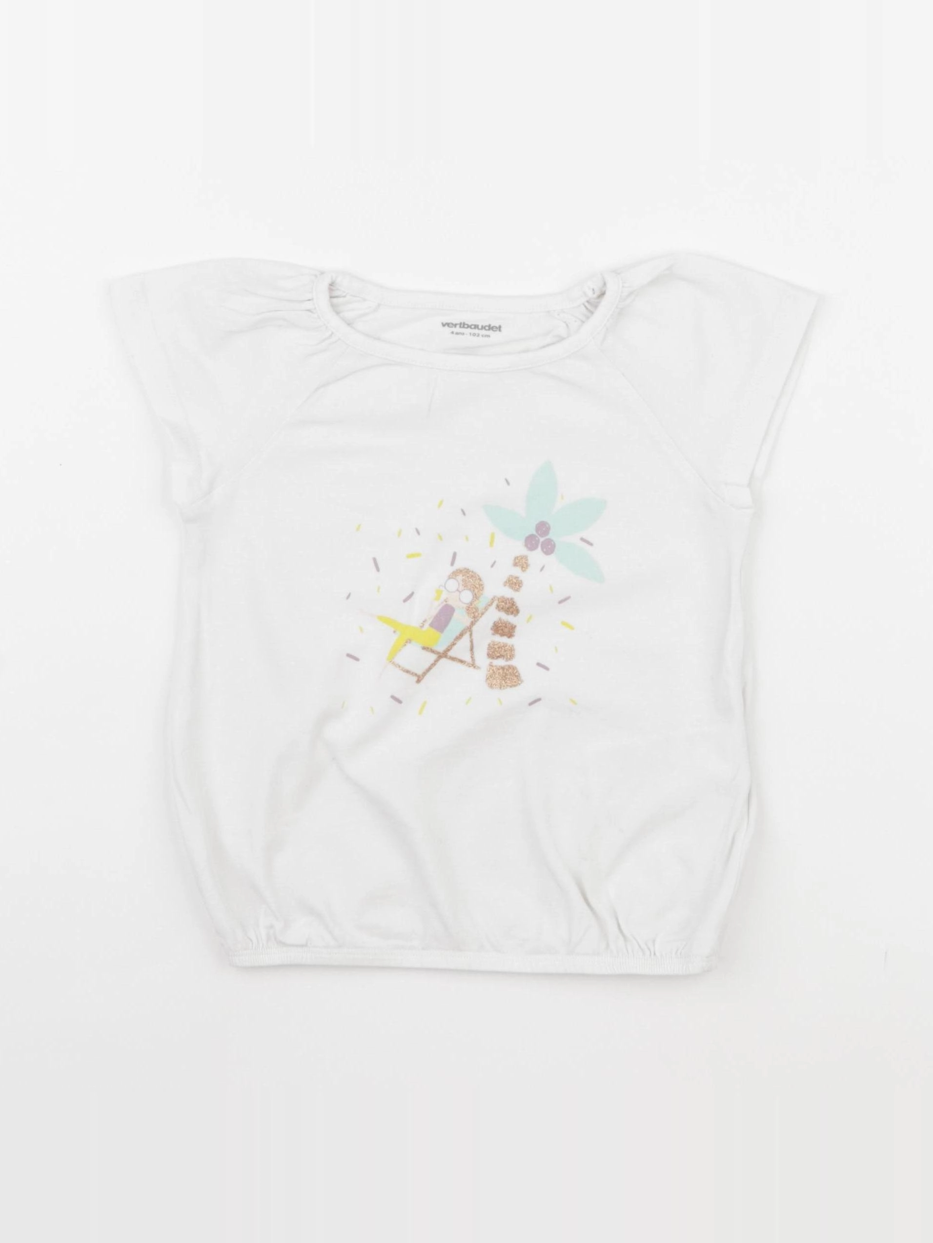 Vertbaudet - tee-shirt blanc - 4 ans