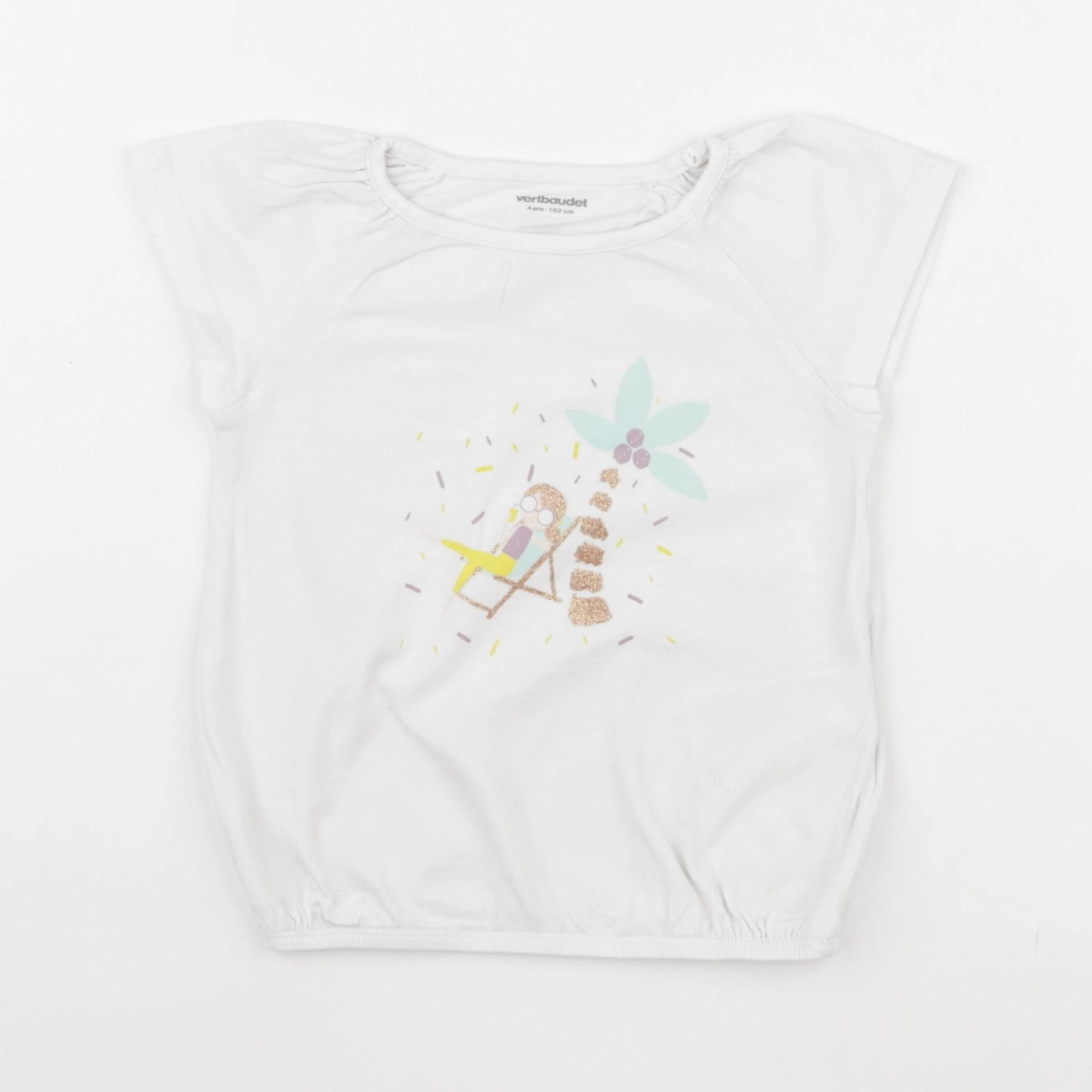 Vertbaudet - tee-shirt blanc - 4 ans