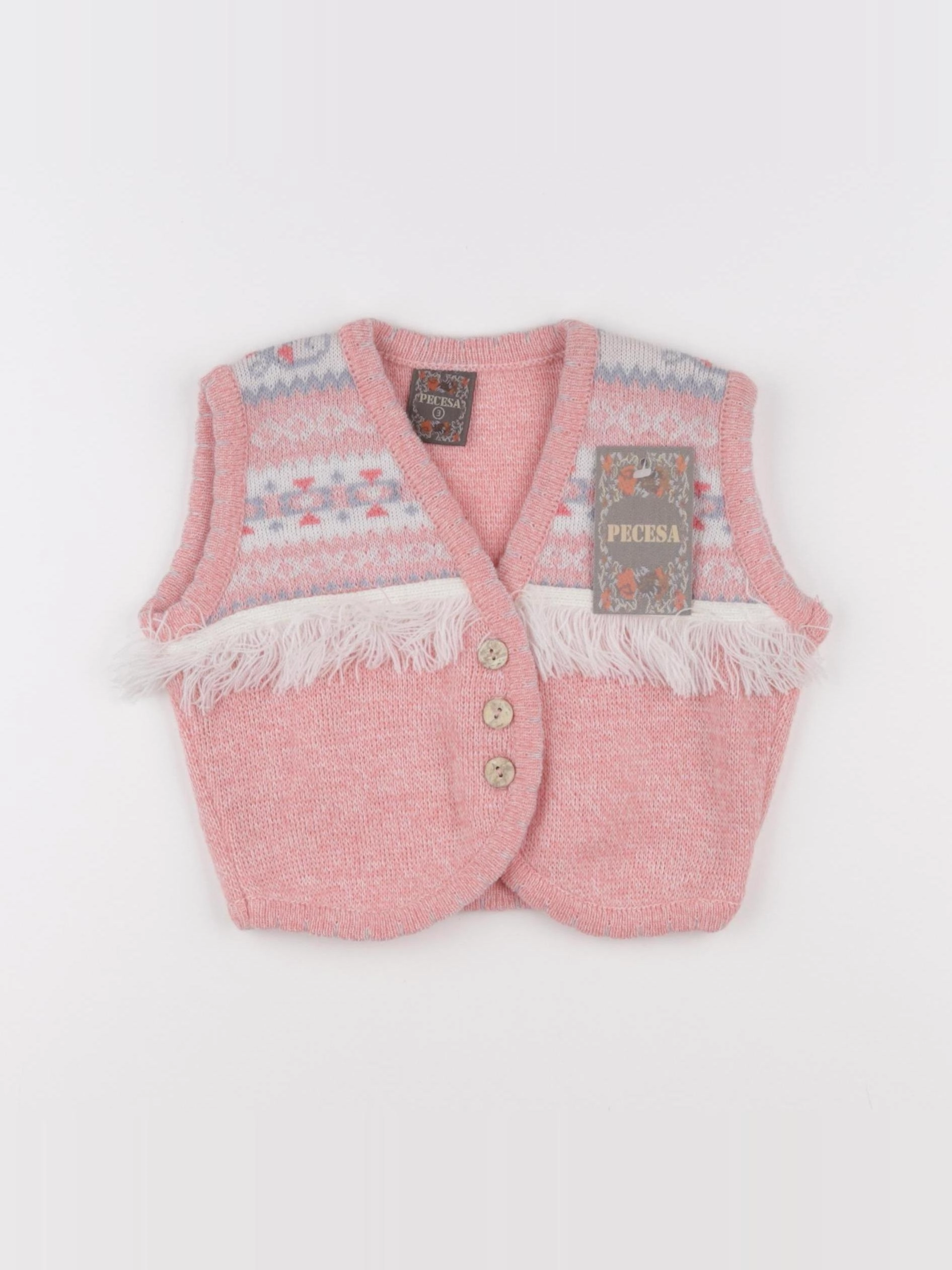 Vintage - gilet rose - 3 ans