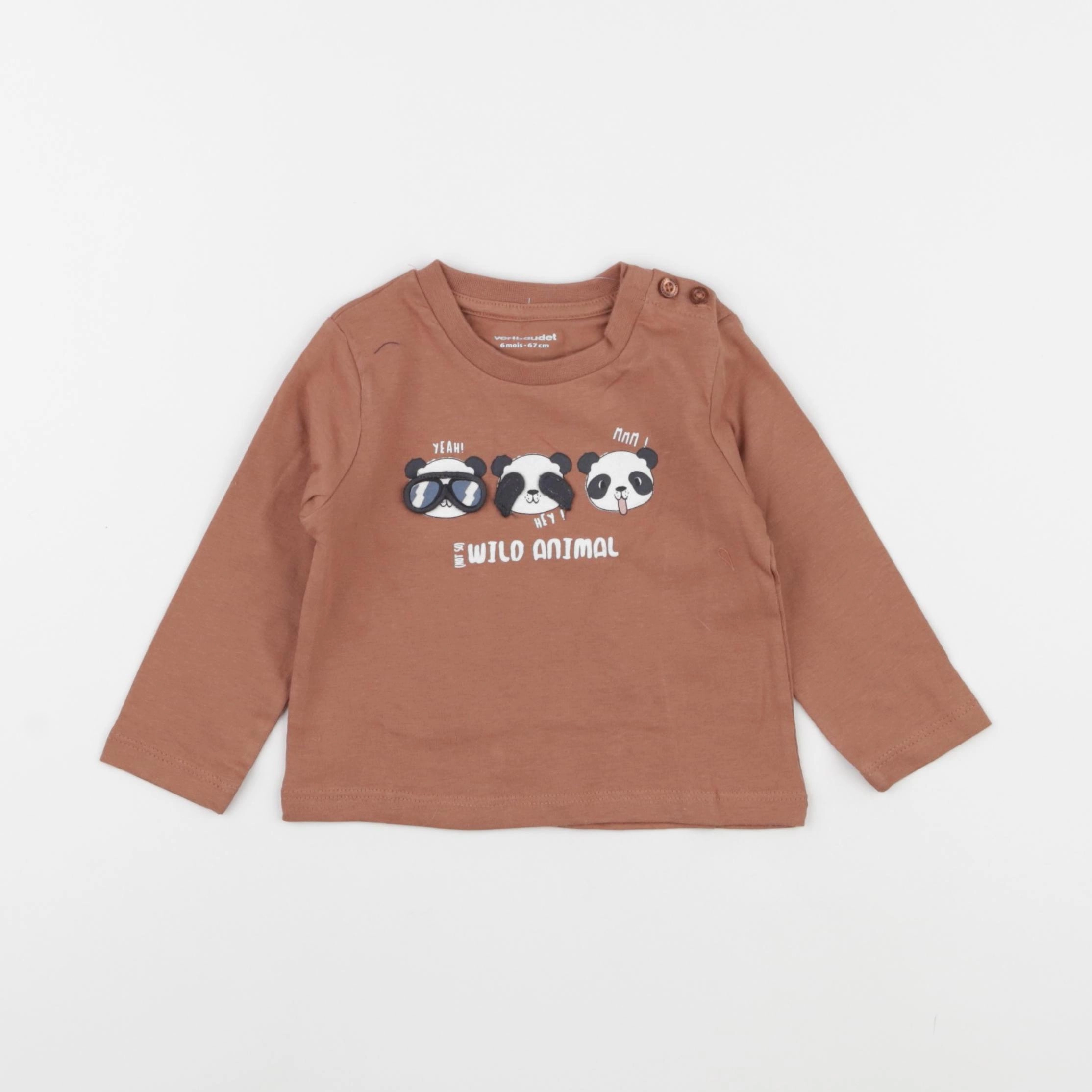 Vertbaudet - tee-shirt marron - 6 mois
