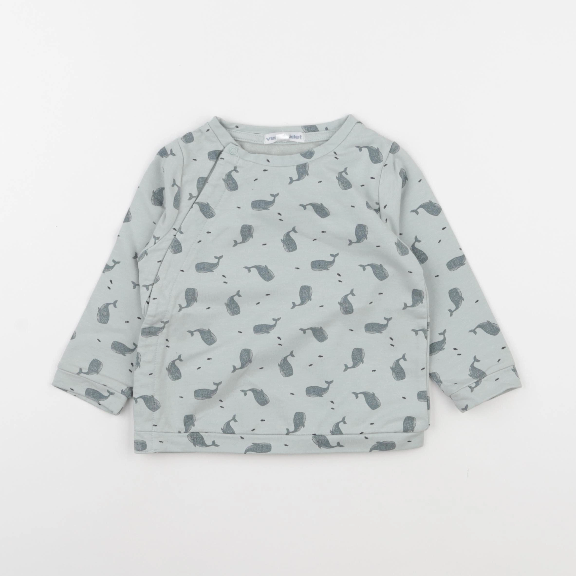 Vertbaudet - sweat bleu (état neuf) - 12 mois