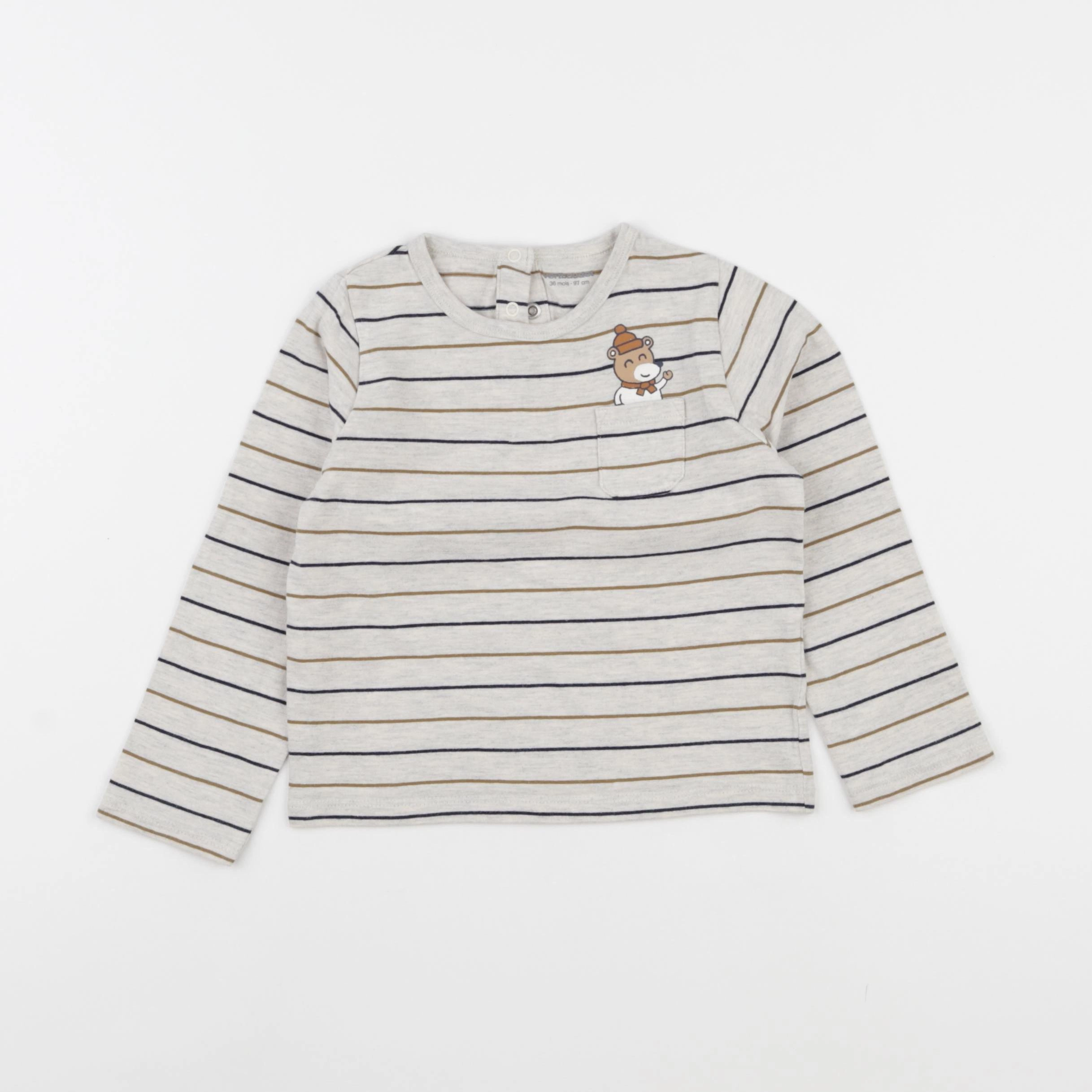 Vertbaudet - tee-shirt beige - 36 mois
