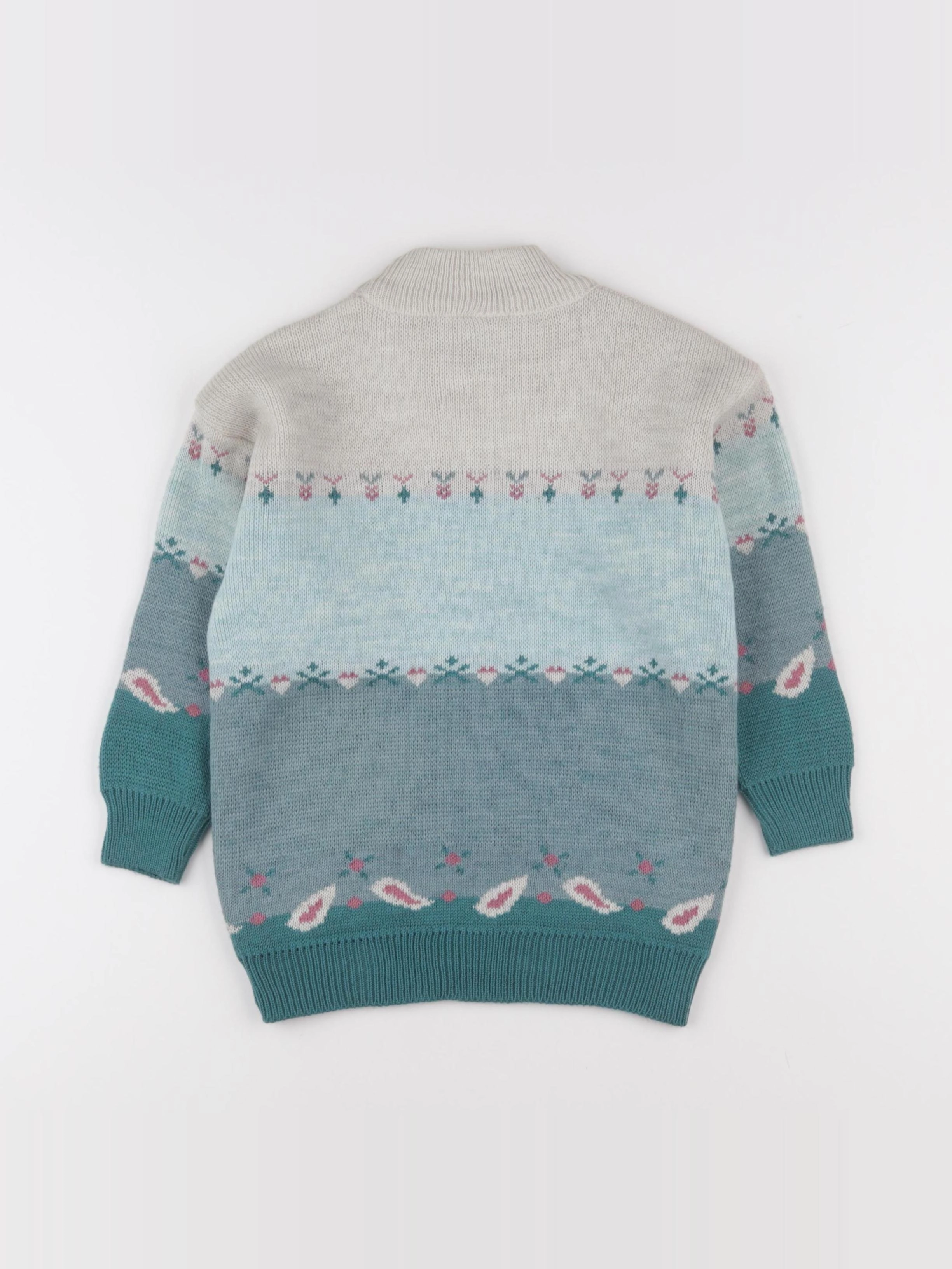 Vintage - pull beige, vert - 4 ans