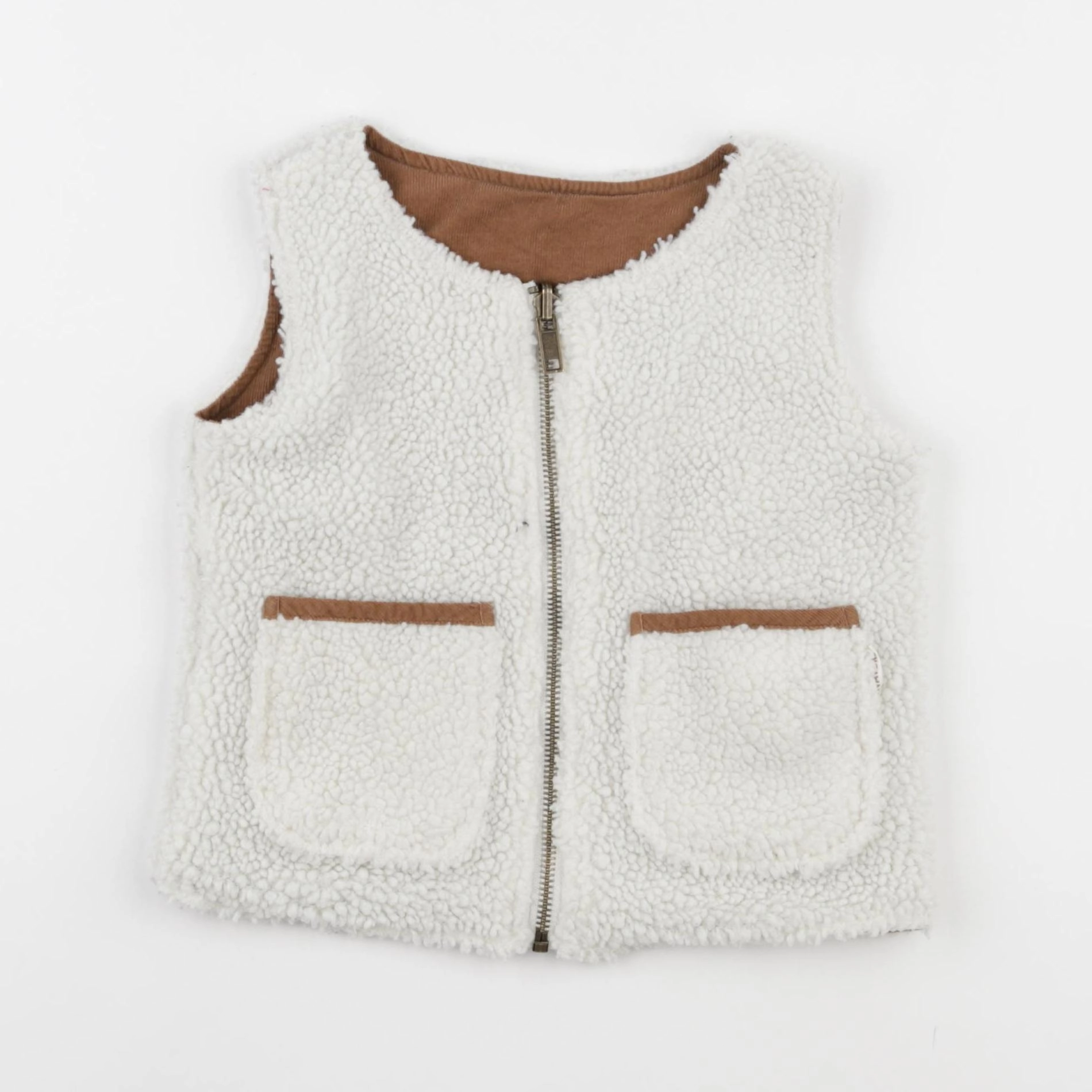Vertbaudet - gilet réversible blanc - 2 ans