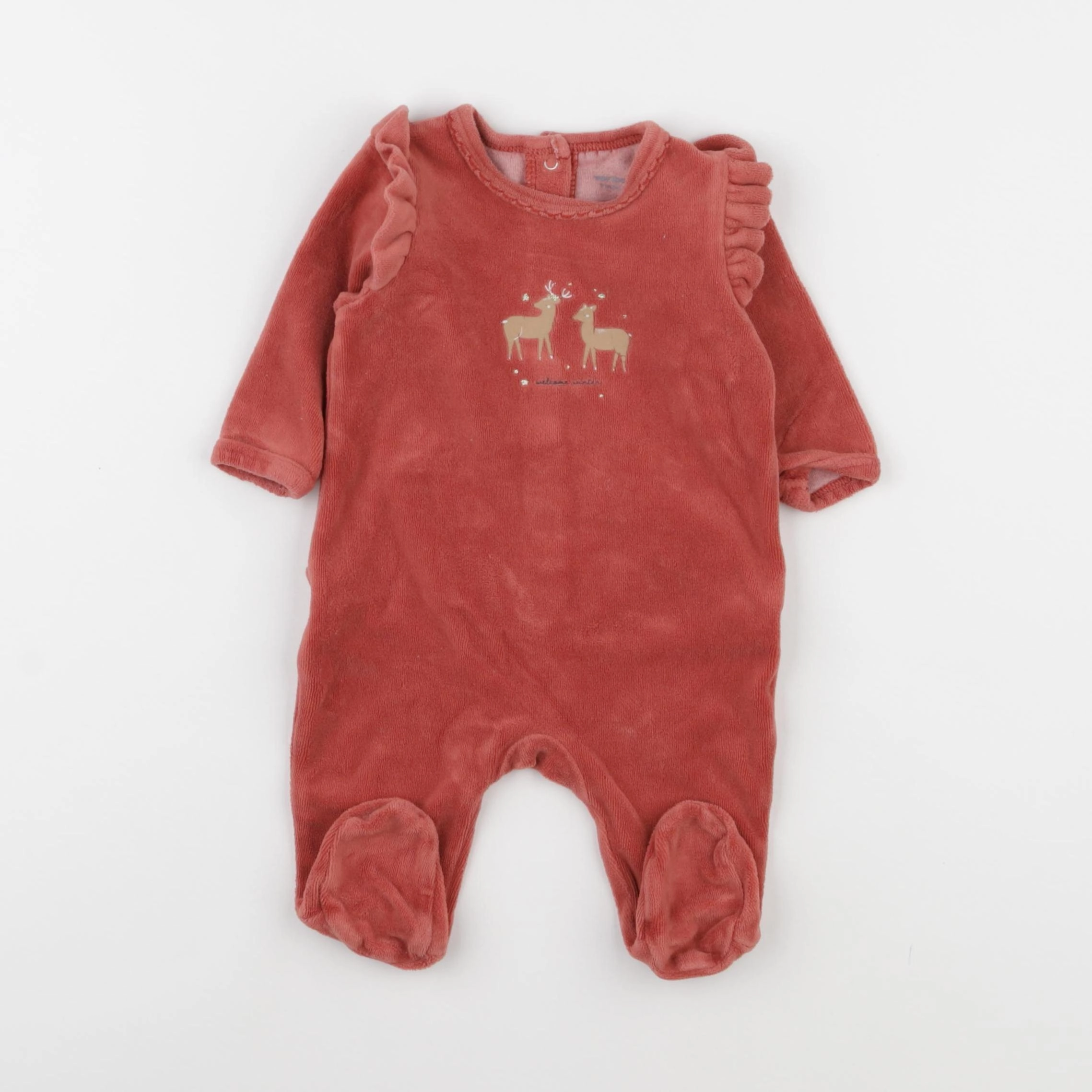 Vertbaudet - pyjama velours rose - 3 mois