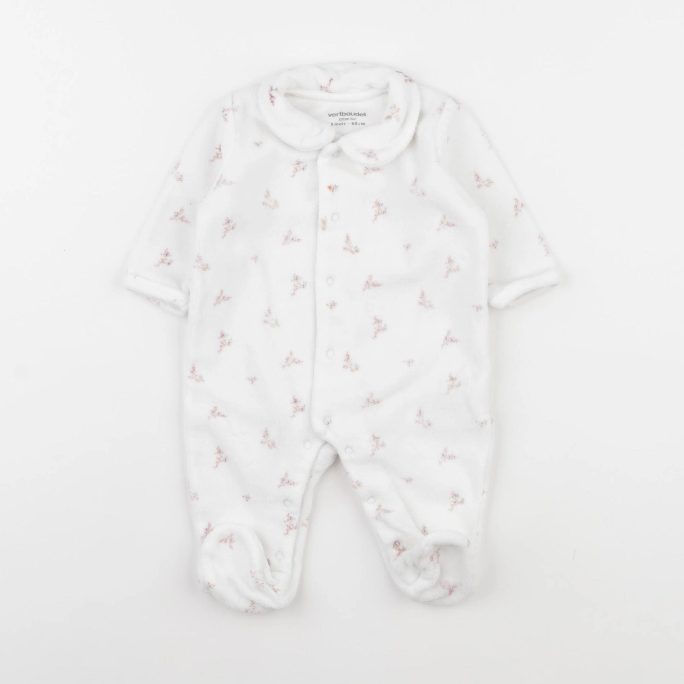 Vertbaudet - pyjama velours blanc - 3 mois