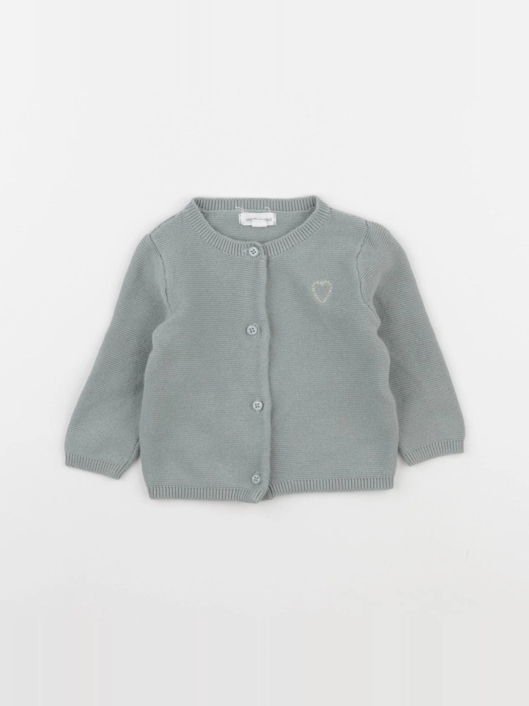 Vertbaudet - gilet bleu - 3 mois