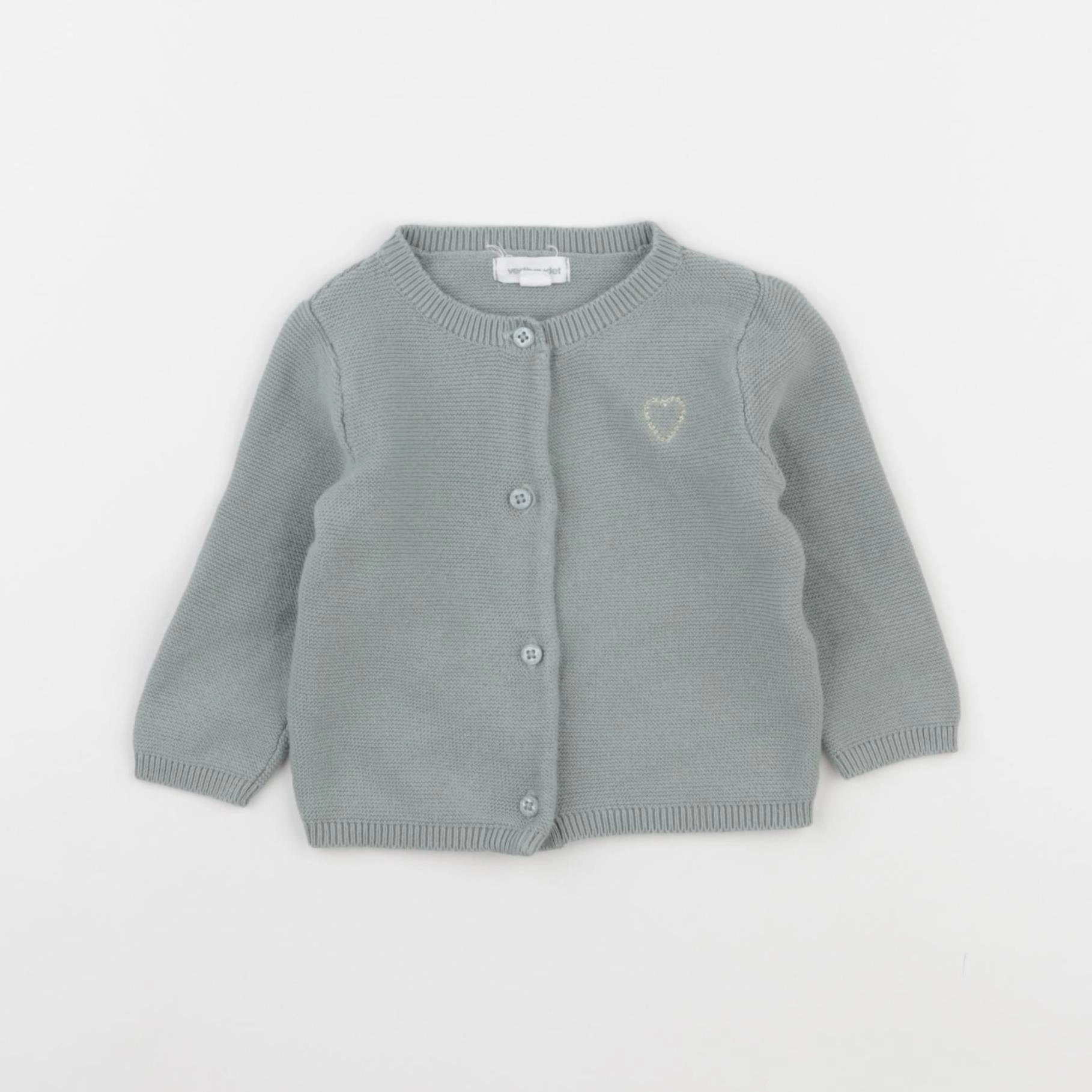 Vertbaudet - gilet bleu - 3 mois