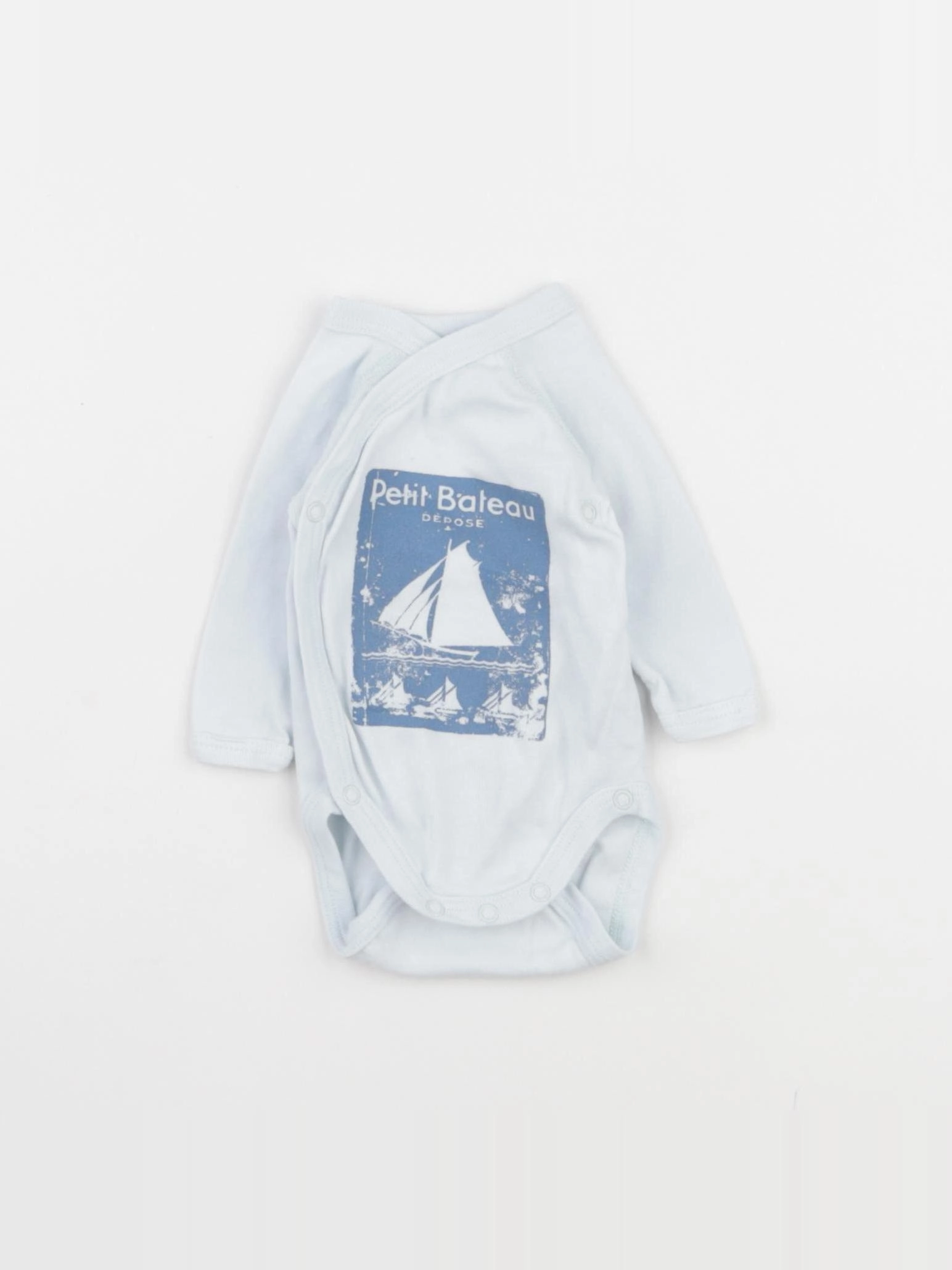 Petit Bateau - body bleu - 0 mois