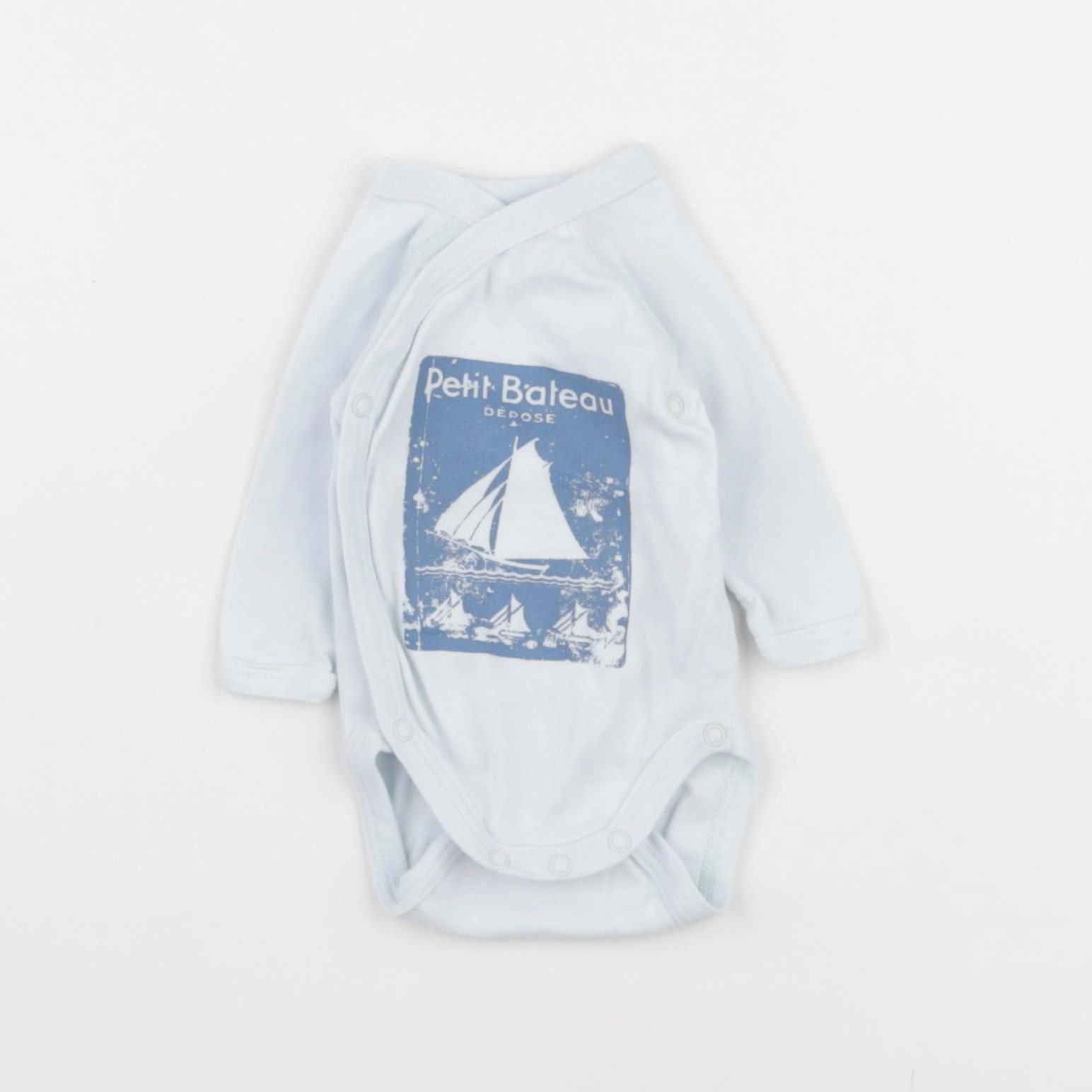 Petit Bateau - body bleu - 0 mois