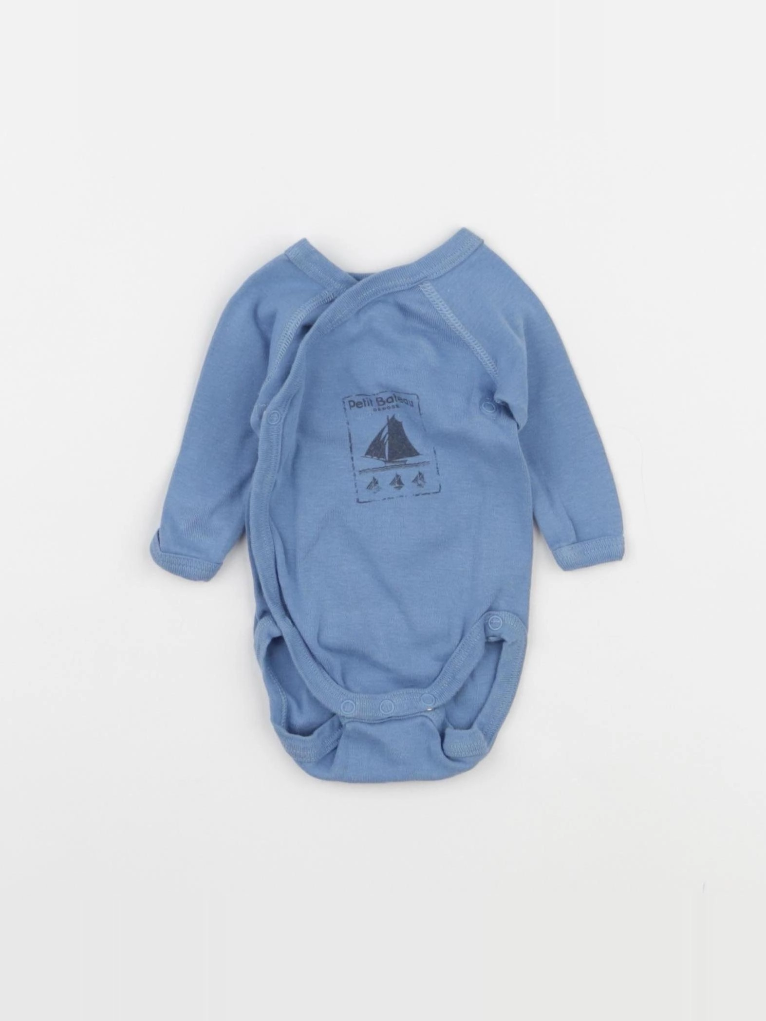 Petit Bateau - body bleu - 0 mois