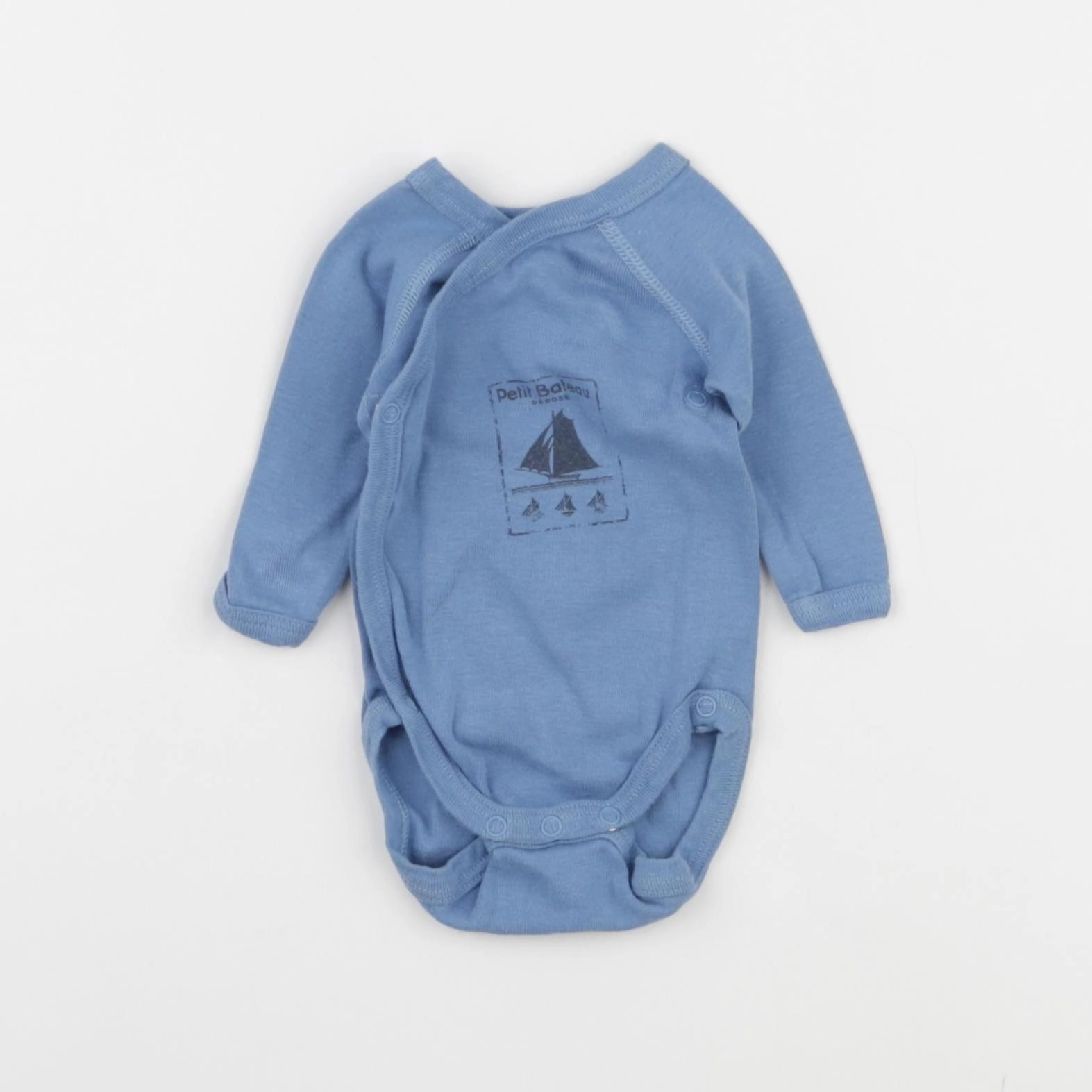 Petit Bateau - body bleu - 0 mois