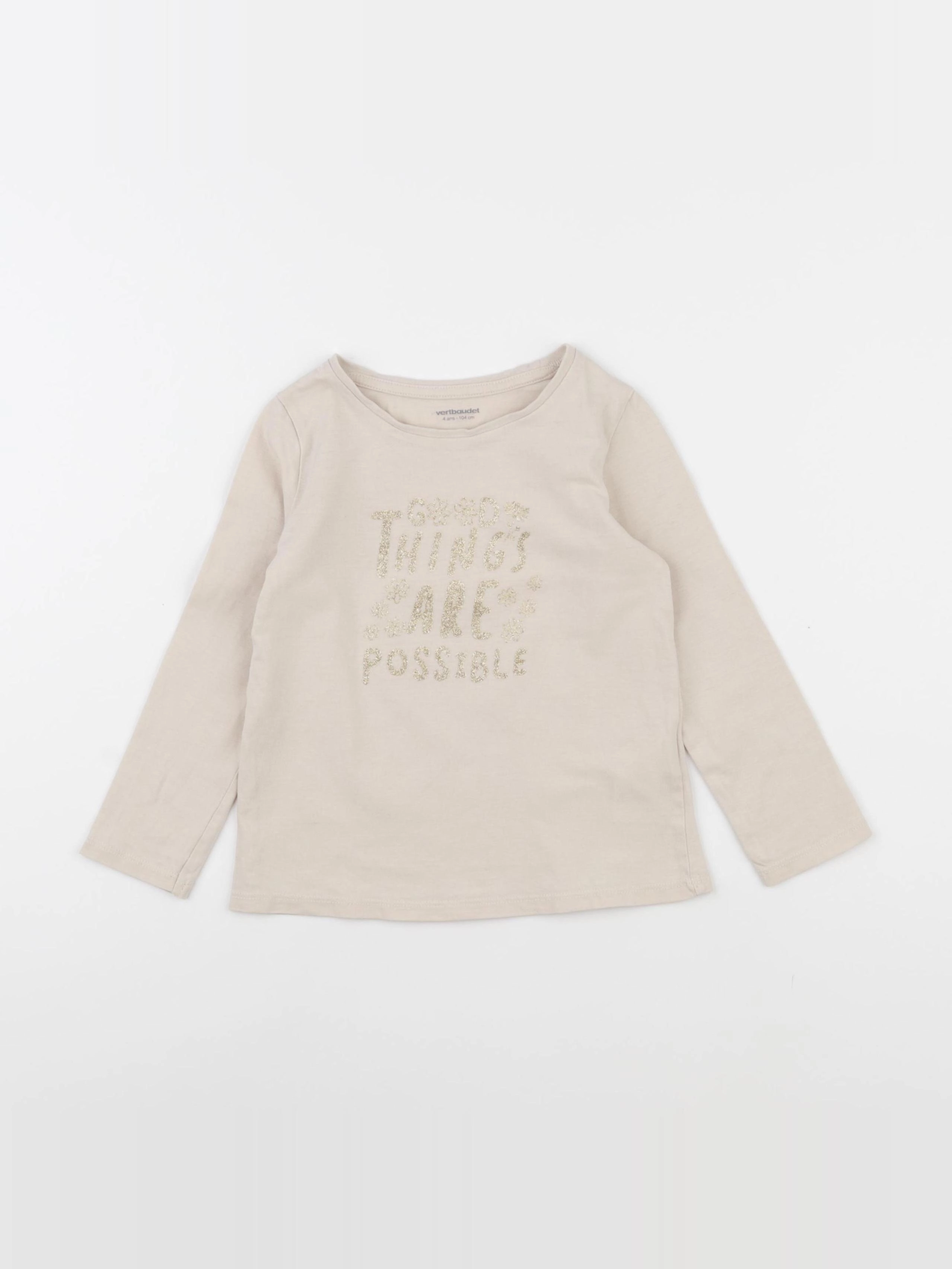 Vertbaudet - tee-shirt beige - 4 ans