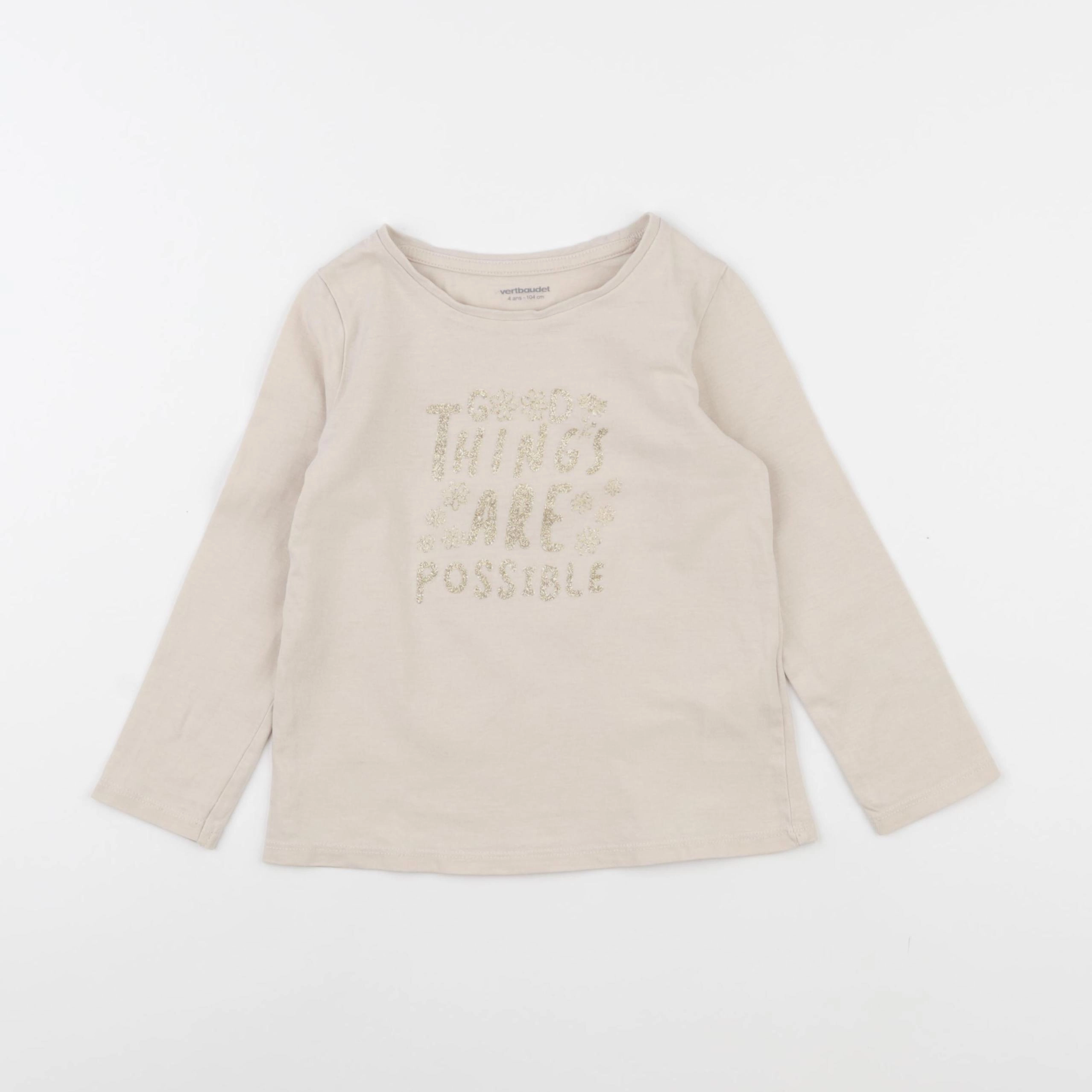 Vertbaudet - tee-shirt beige - 4 ans