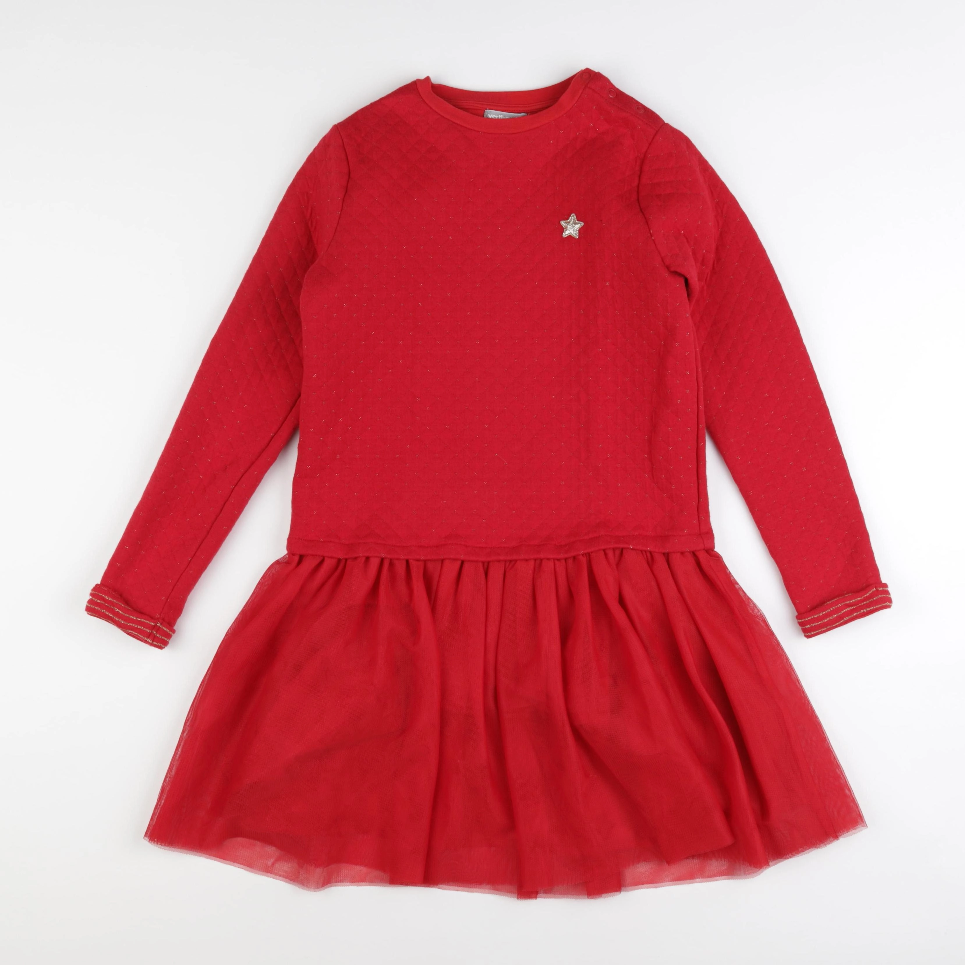 Vertbaudet - robe rouge, or - 10 ans