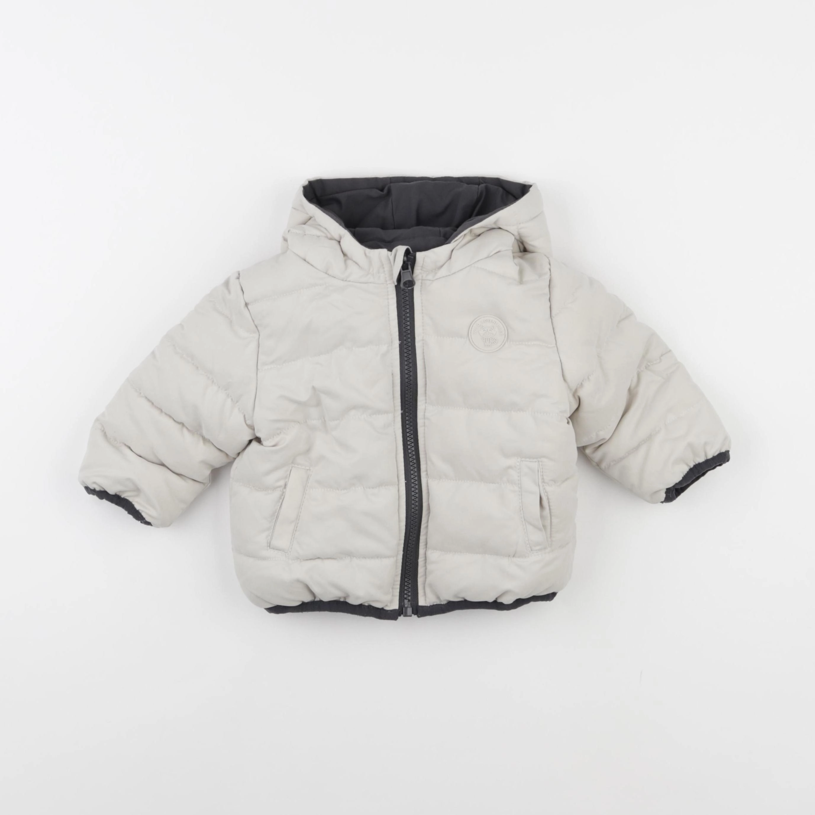 Vertbaudet - doudoune réversible beige, noir - 12 mois