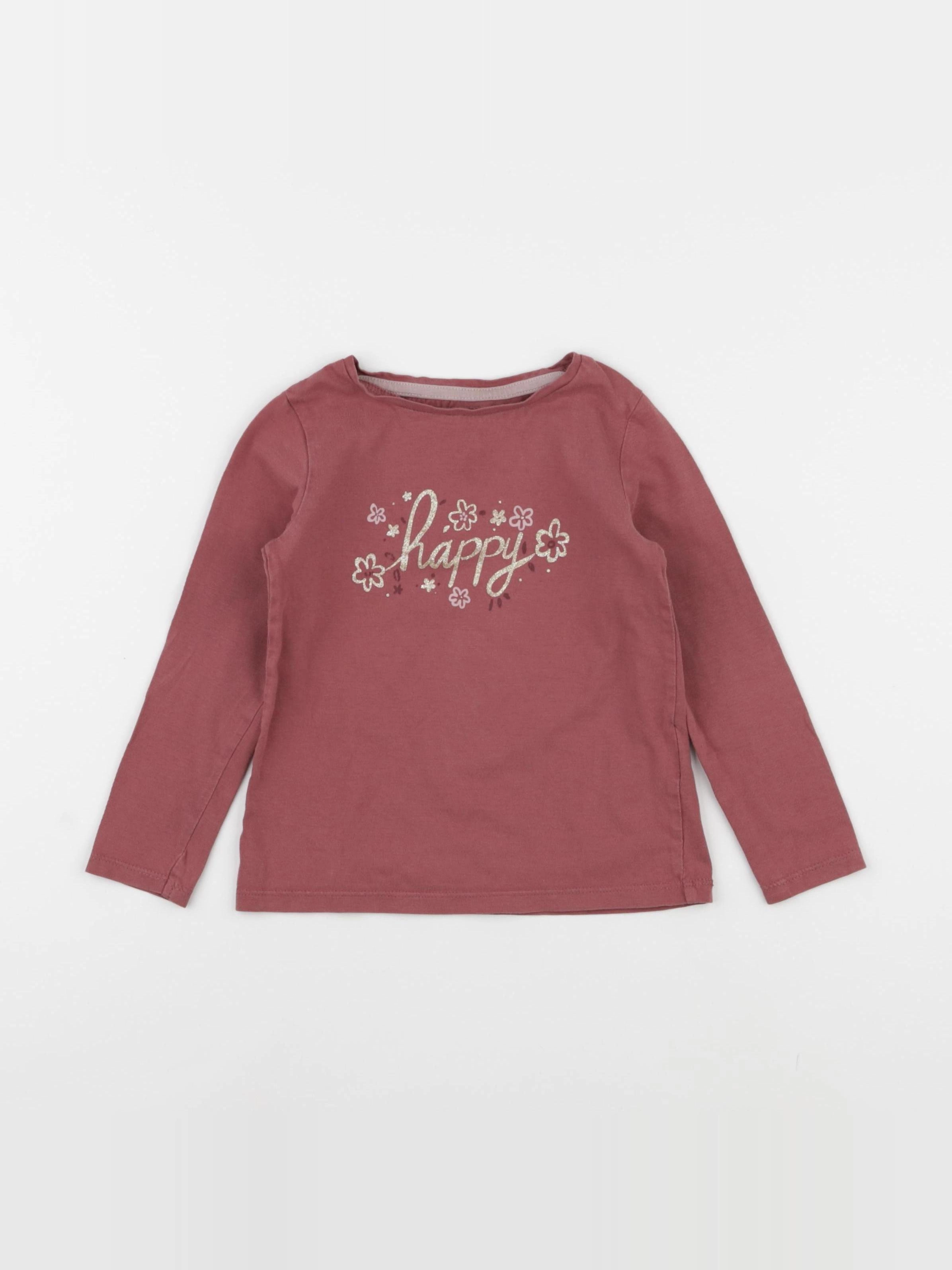 Vertbaudet - tee-shirt rose, or - 4 ans